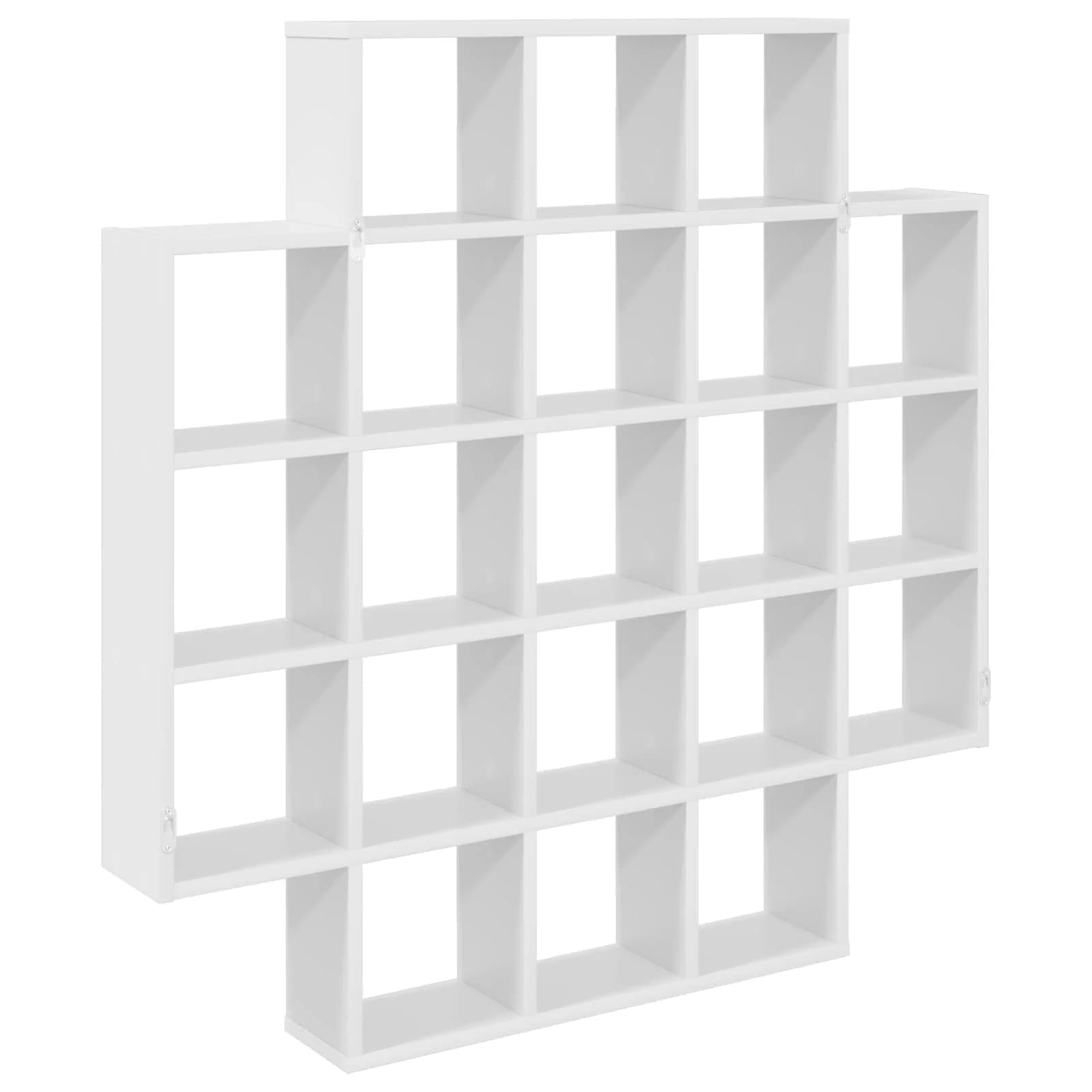 Stenska polica Bela 100 x 13 x 100 cm Inženirski les - slika 6