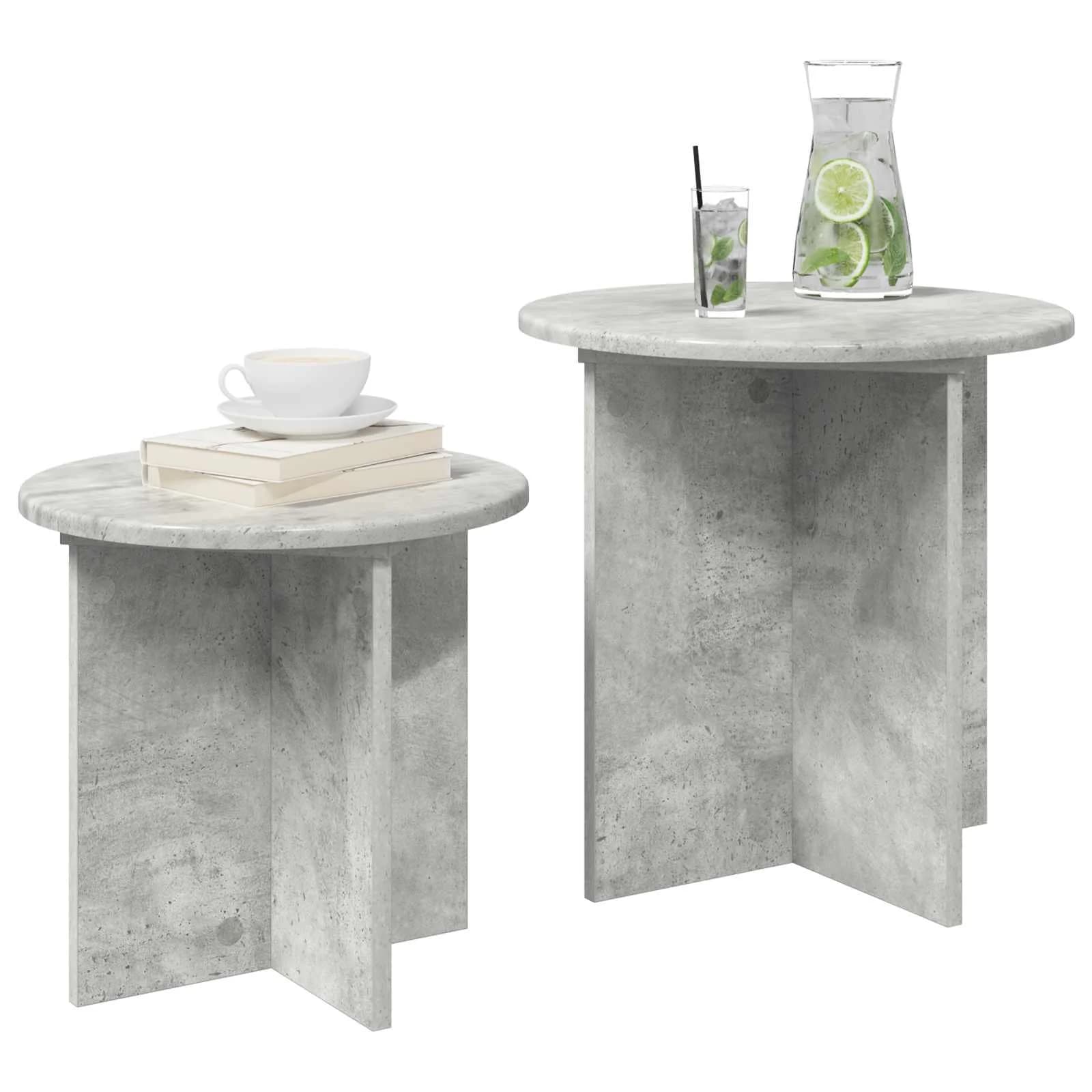 Komplet stranskih mizic 2 kos Betonsko siva Ø 45 x 45 cm - slika 3