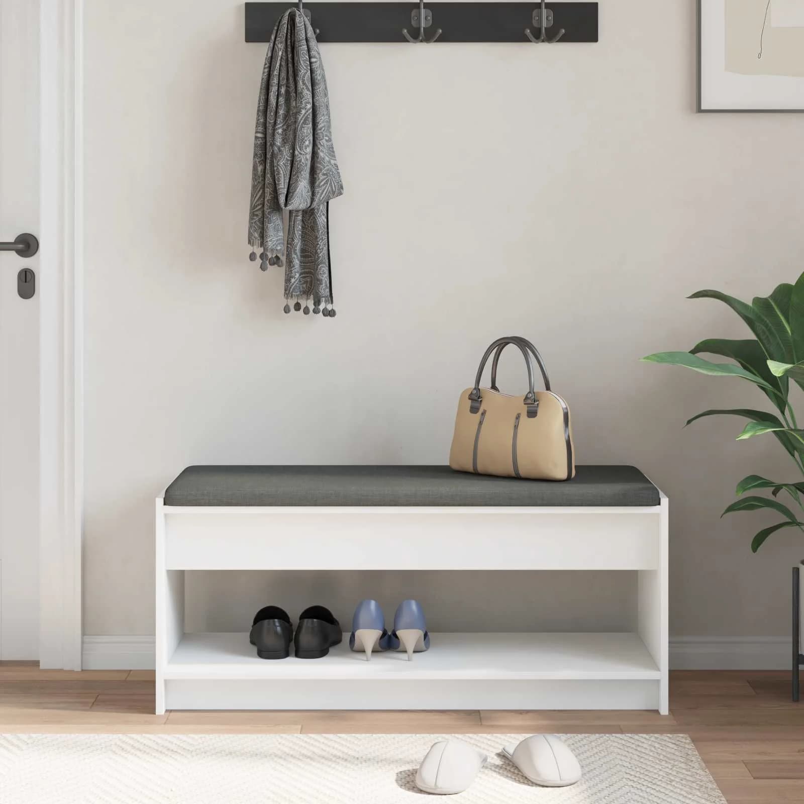 Haldna klop Bela 103 x 38 x 45 cm Oblikovan Les in Tkanina - slika 4