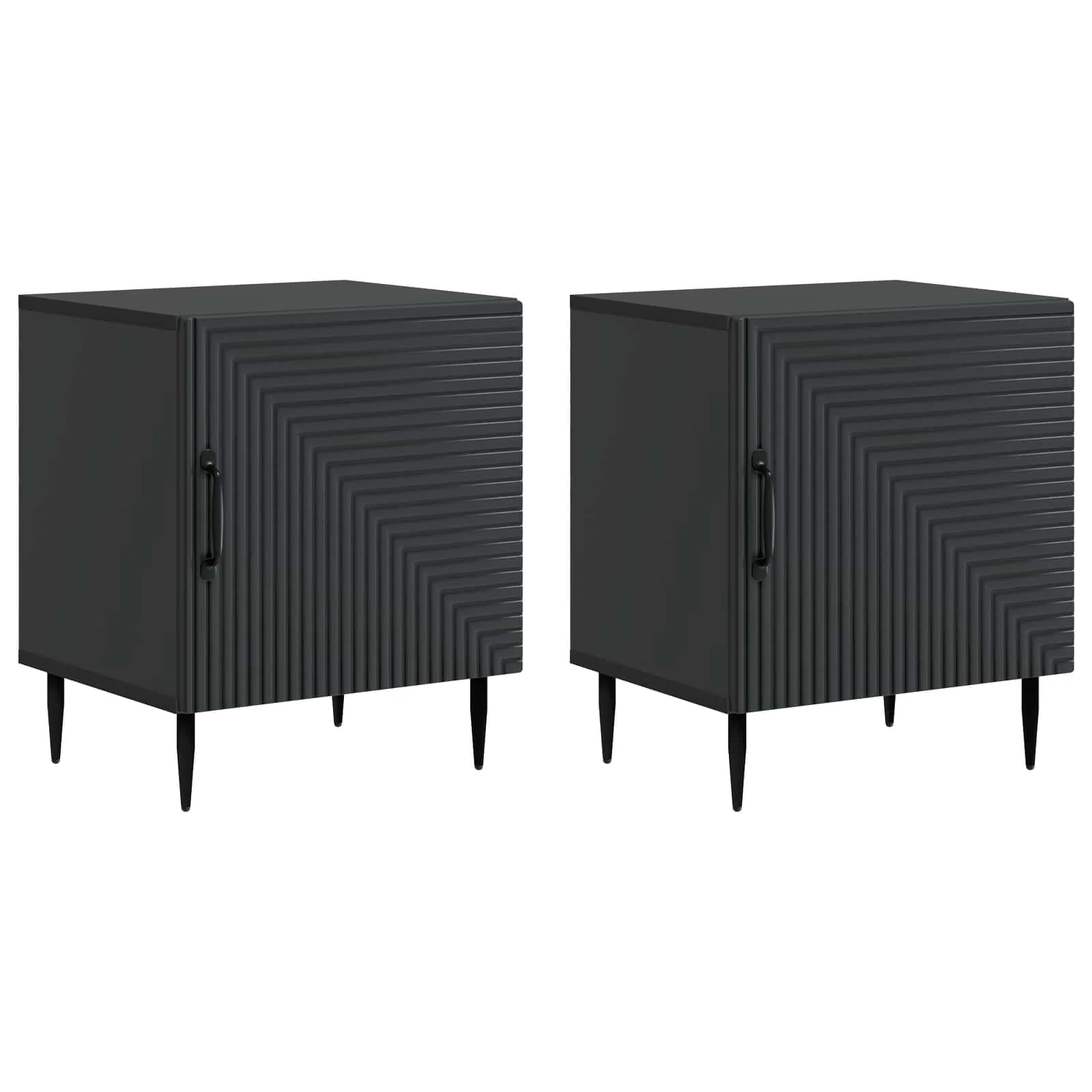 Nočna omarica 2 kos Črna 43 x 34,5 x 50 cm Inženirski les - slika 2