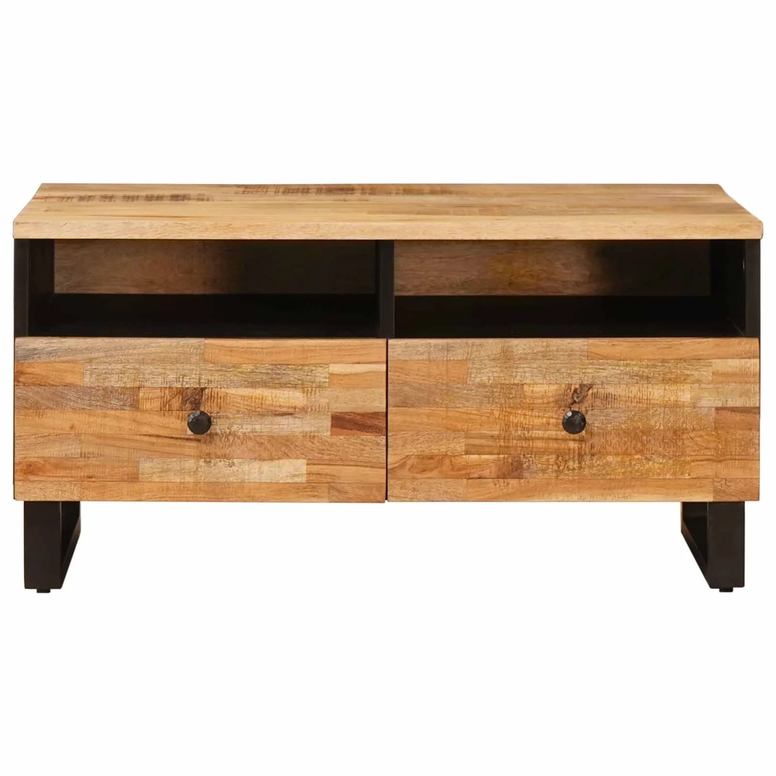Klubska miza s predalom Rjava 80 x 54 x 40 cm Masiven les manga - slika 3