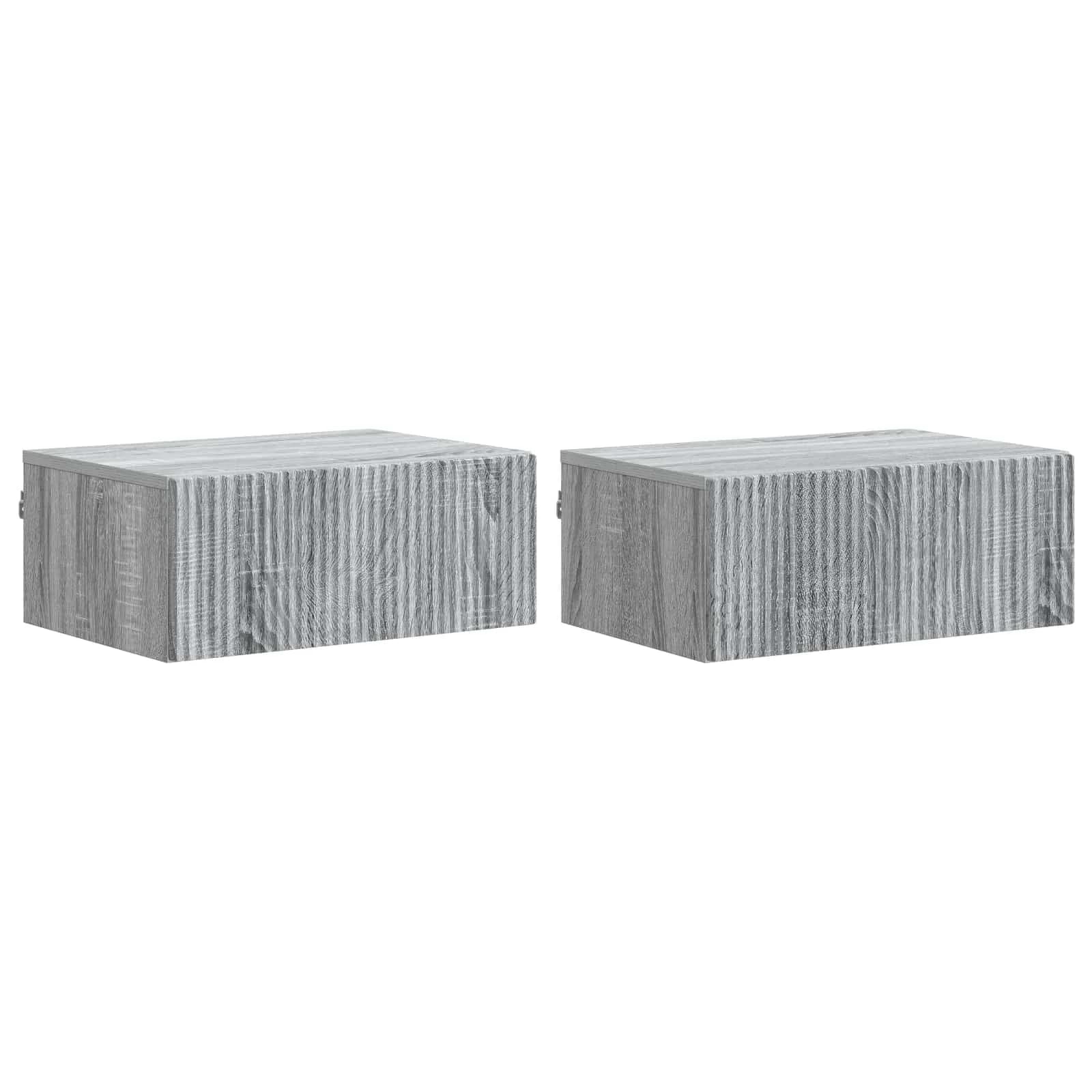 Stenski nočni omarici 2 kos Siva Sonoma 49 x 34,5 x 20 cm - slika 2