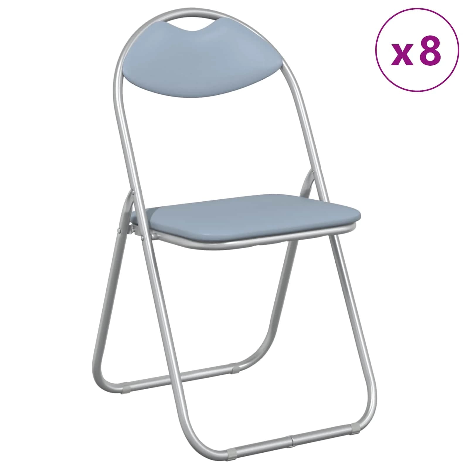 Zložljiva stolica 8 kos Umjetno usnje Siva 48 x 43,5 x 81 cm - slika 3