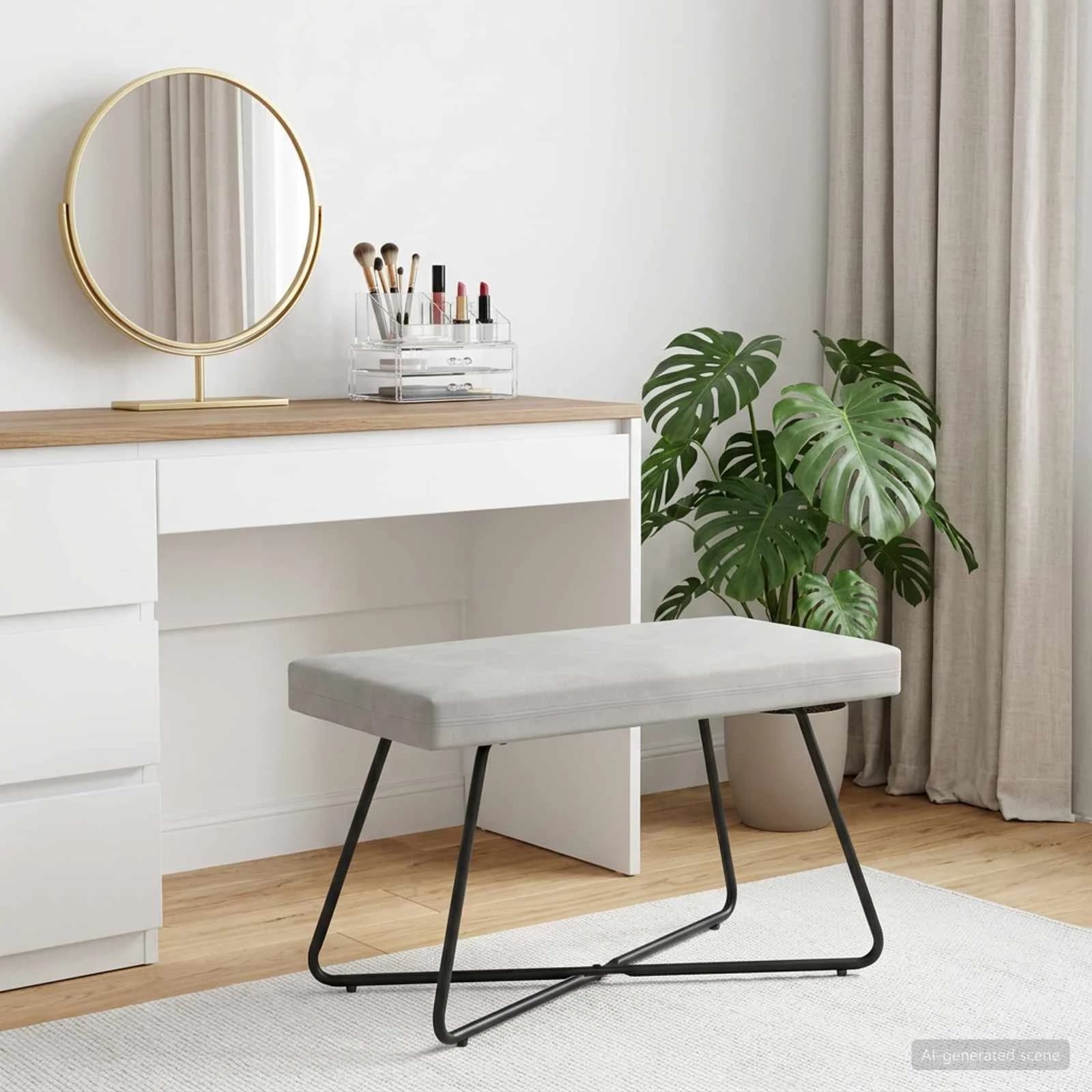 klop Krem 80 x 40 x 45 cm Žamet - slika 3