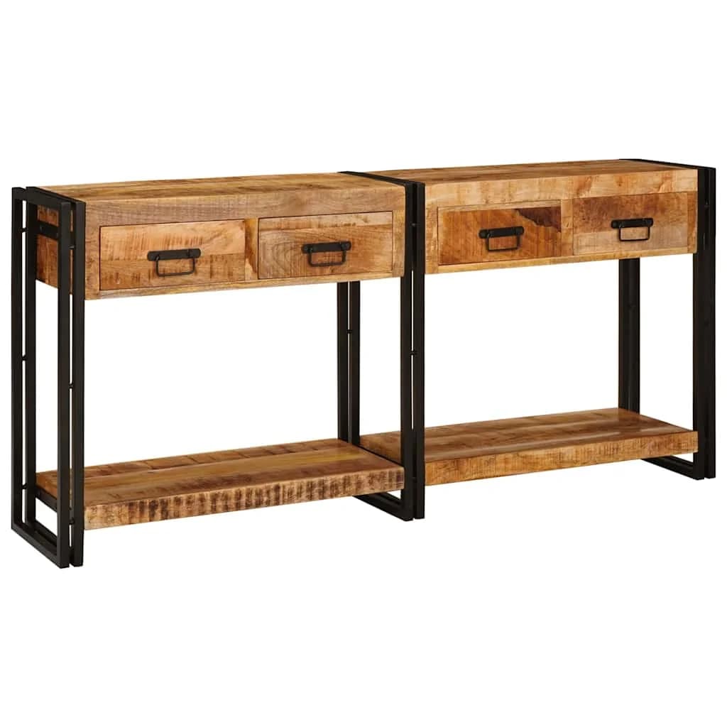 Konzolne mizice 2 kos Rjava 161 x 33 x 75 cm Masiven les manga - slika 2