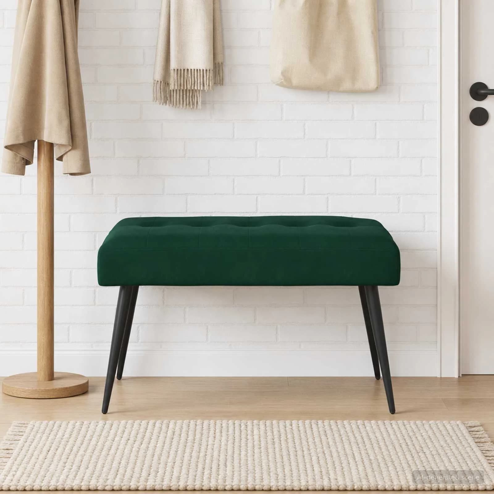 Klop s gumbnim oblazinjenjem Temno zelena 80 x 40 x 46 cm Žamet - slika 4