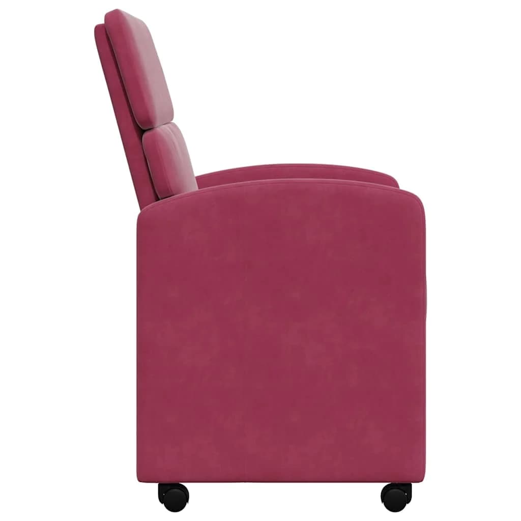 Jedilni stoli s kolesi 2 kos Žamet vinsko rdeča 58 x 65 x 98 cm - slika 5