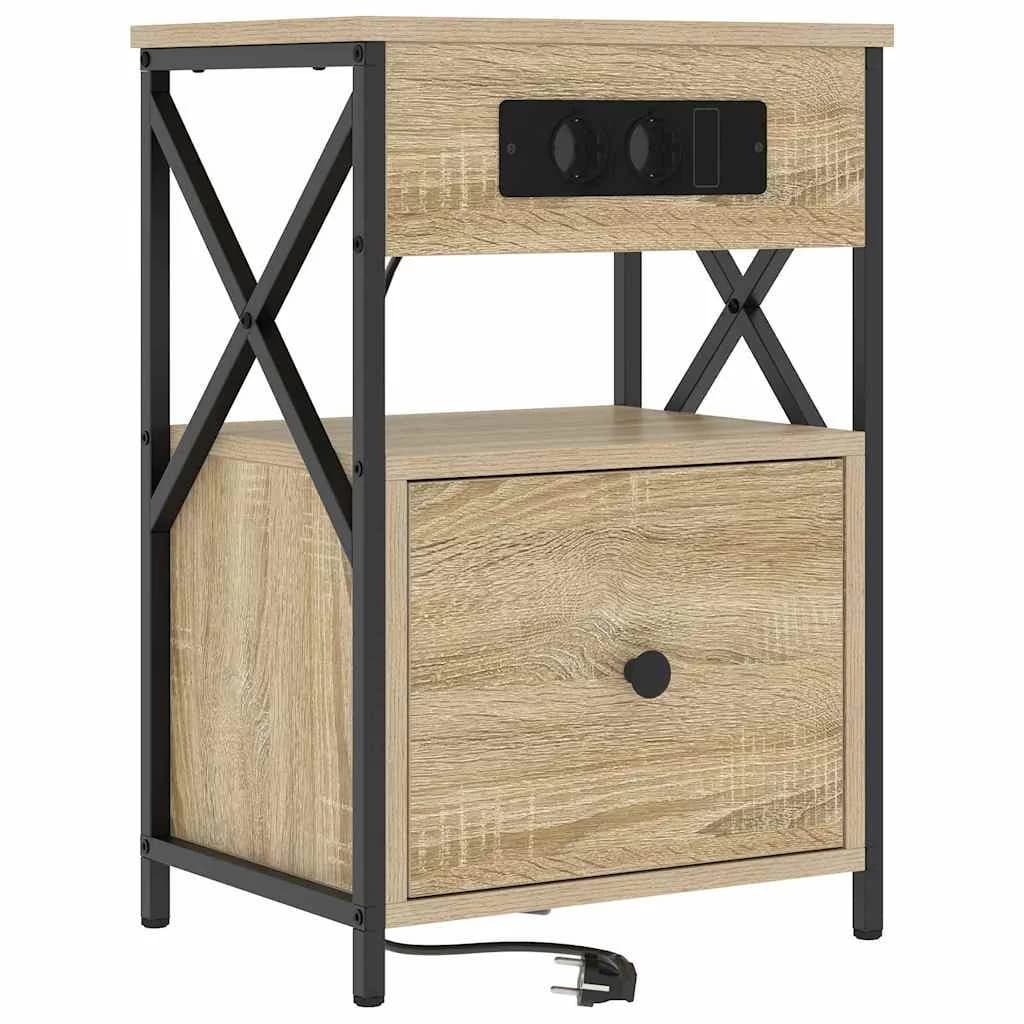 Nočna omarica 2 kos Sonoma hrast 40 x 31 x 60 cm Inženirski les - slika 5