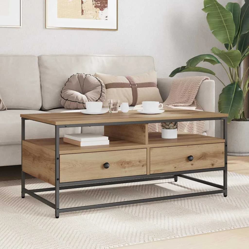 Klubska miza Umetni hrast 100 x 51 x 45 cm Inženirski les - slika 4