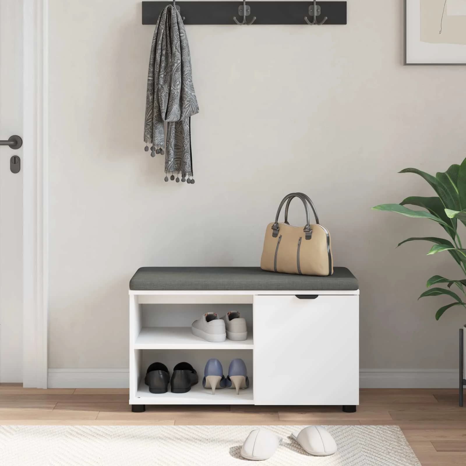 Haldna klop Bela 80 x 38 x 46 cm Oblikovan Les in Tkanina - slika 4