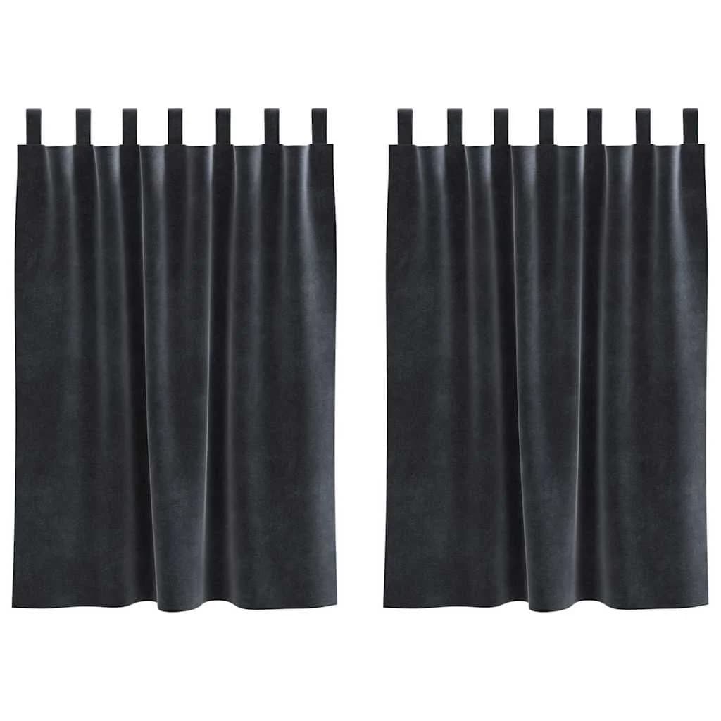 Zatemnitvene zavese 2 kos Temno siva 140 x 140 cm Žamet - slika 2