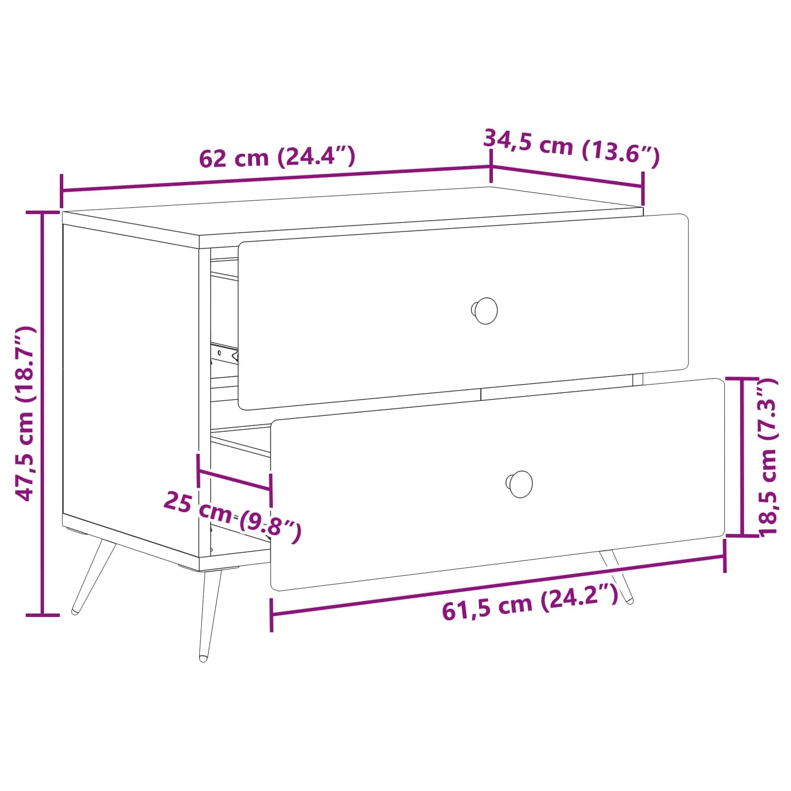 Nočna omarica Artisan hrast 62 x 34,5 x 47,5 cm Inženirski les - slika 11