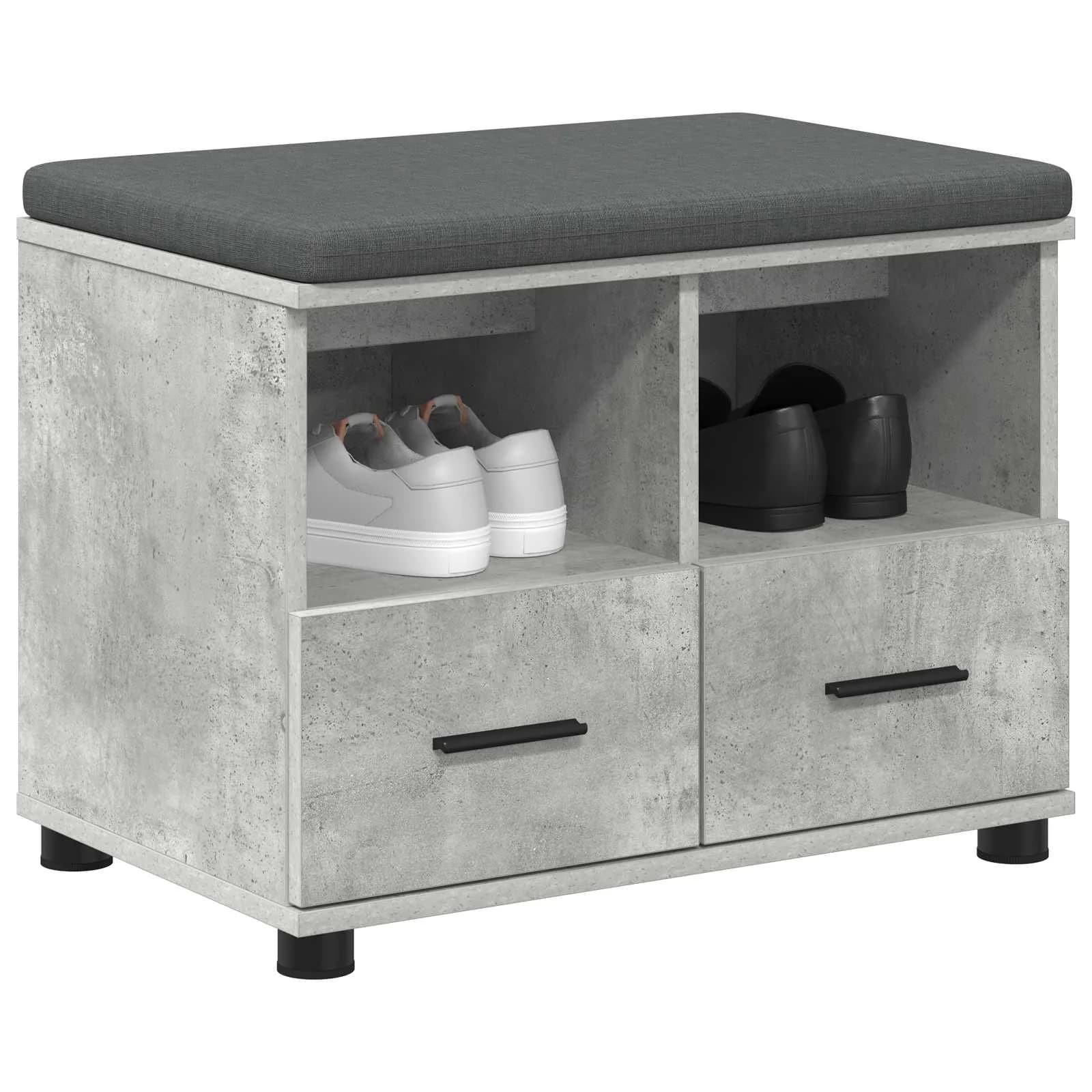 Haldna klop Beton Siva 60 x 38 x 46 cm Oblikovan Les in Tkanina - slika 3