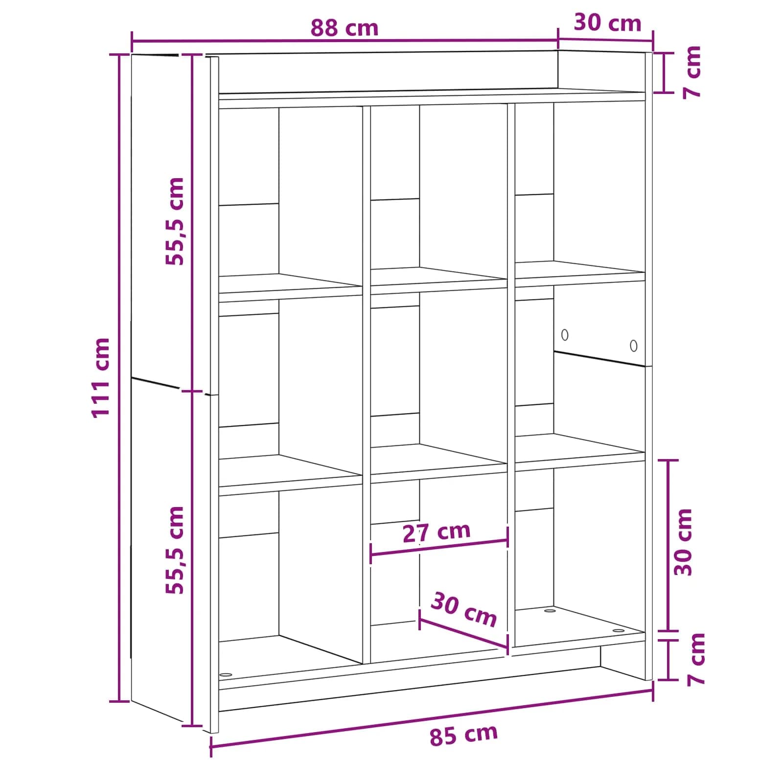 Knjižna omara Bela 87,5 x 30 x 111 cm Inženirski les - slika 8