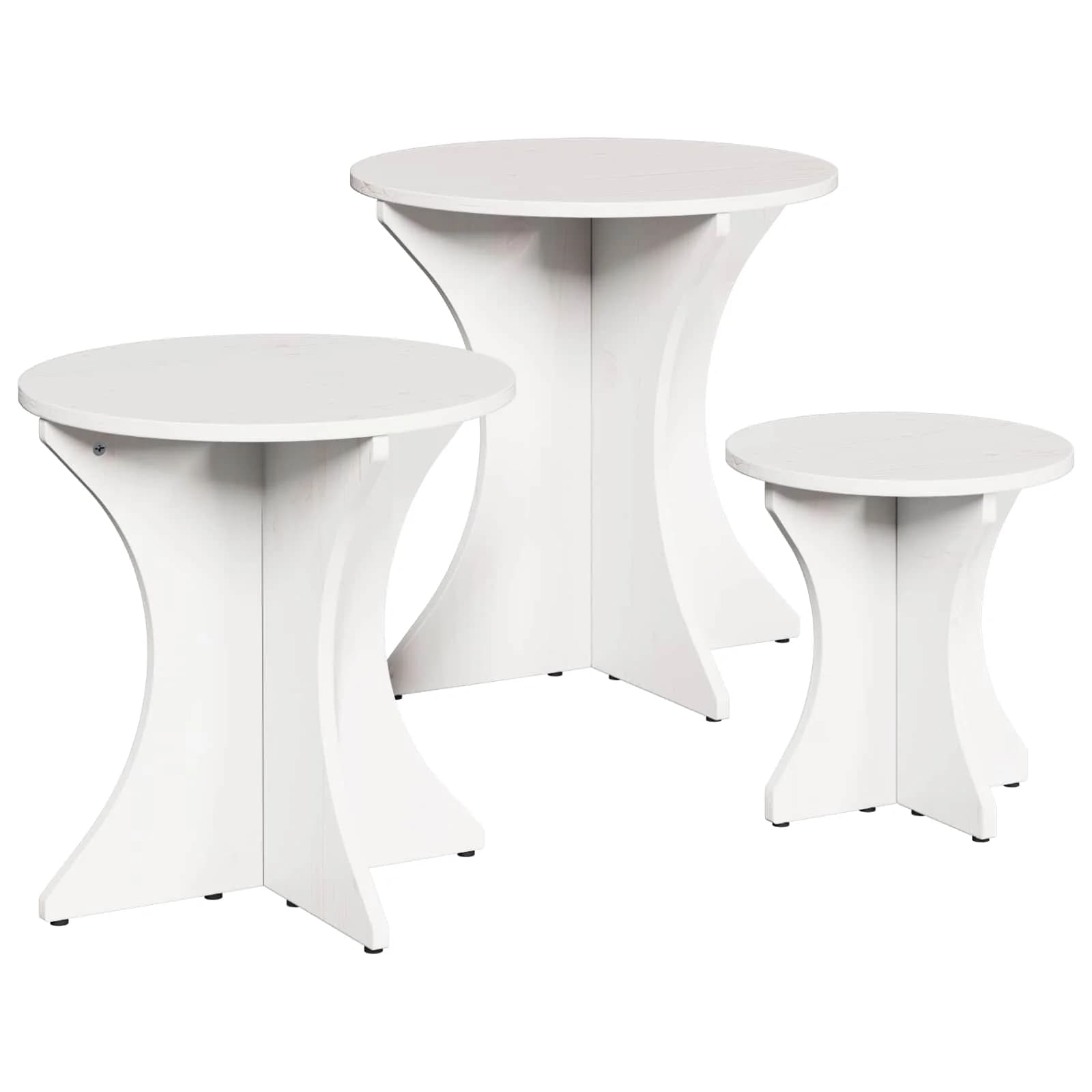 Klubska miza 3 kos Bela 46 x 46 x 47 cm
