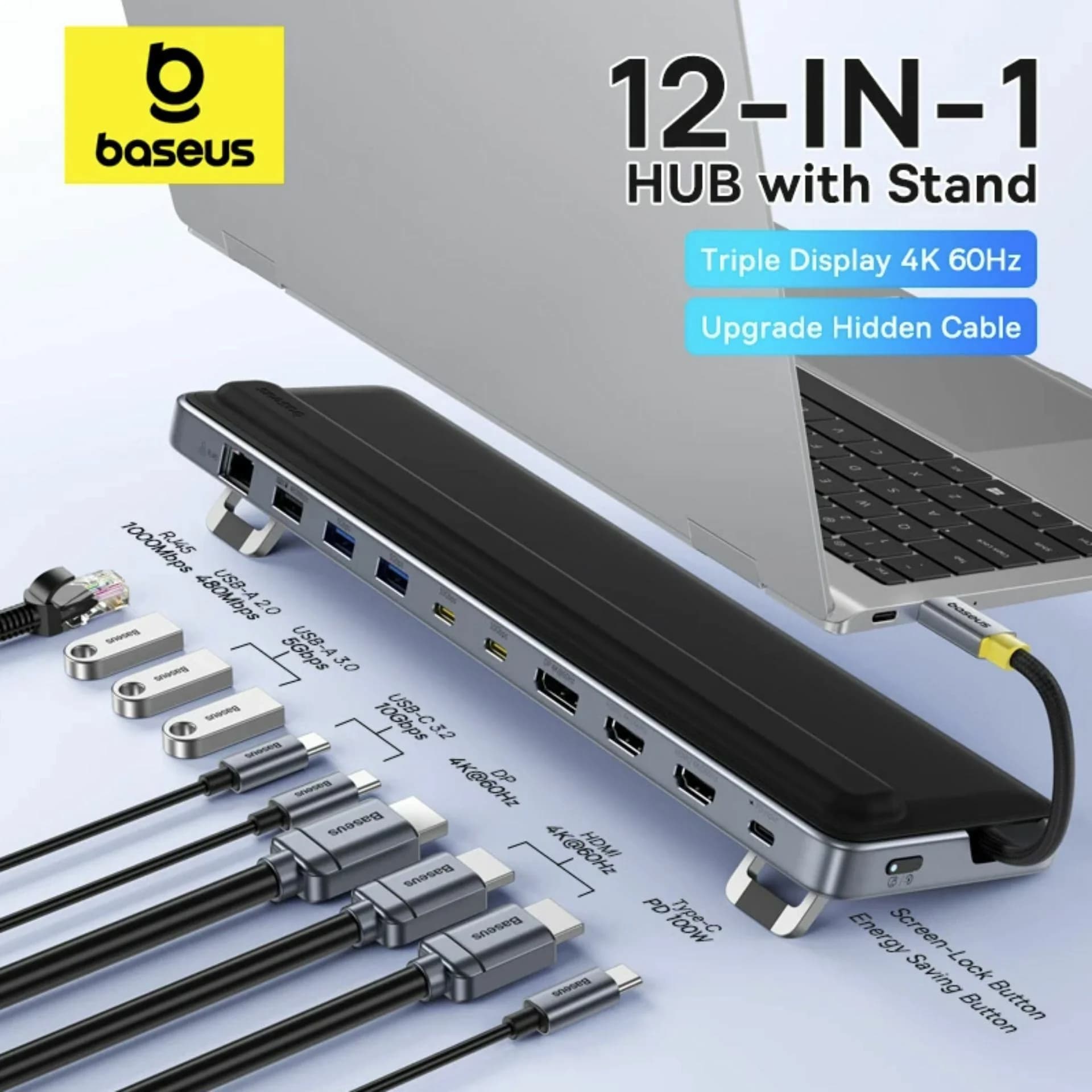 Baseus Baseus priklopna postaja USB 3.2 TipC 12v1 EliteJoy siva EH3 B0114200 Priklopne postaje