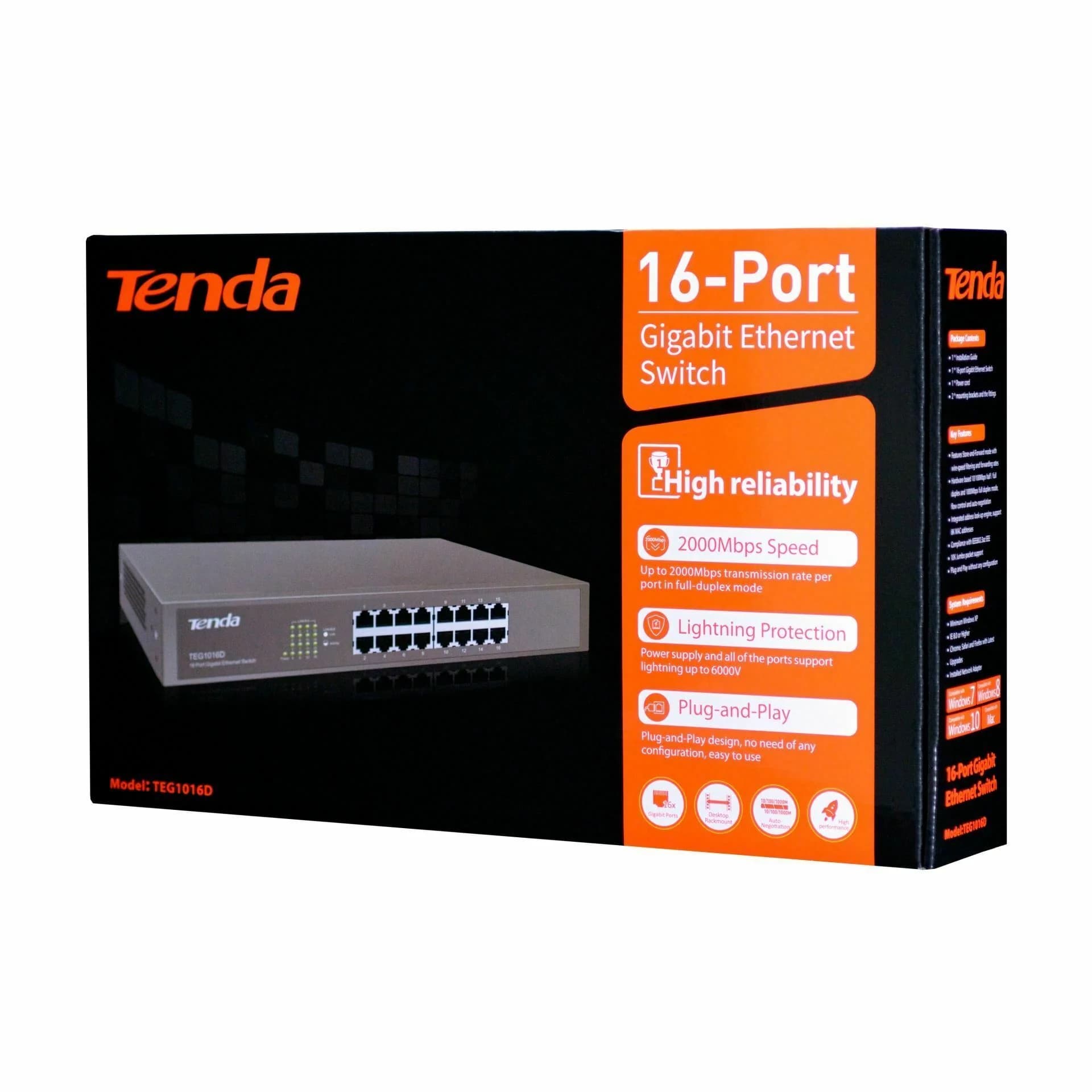 Tenda Tenda stikalo Giga 16-port rack/namizni TEG1016D Mrežna stikala