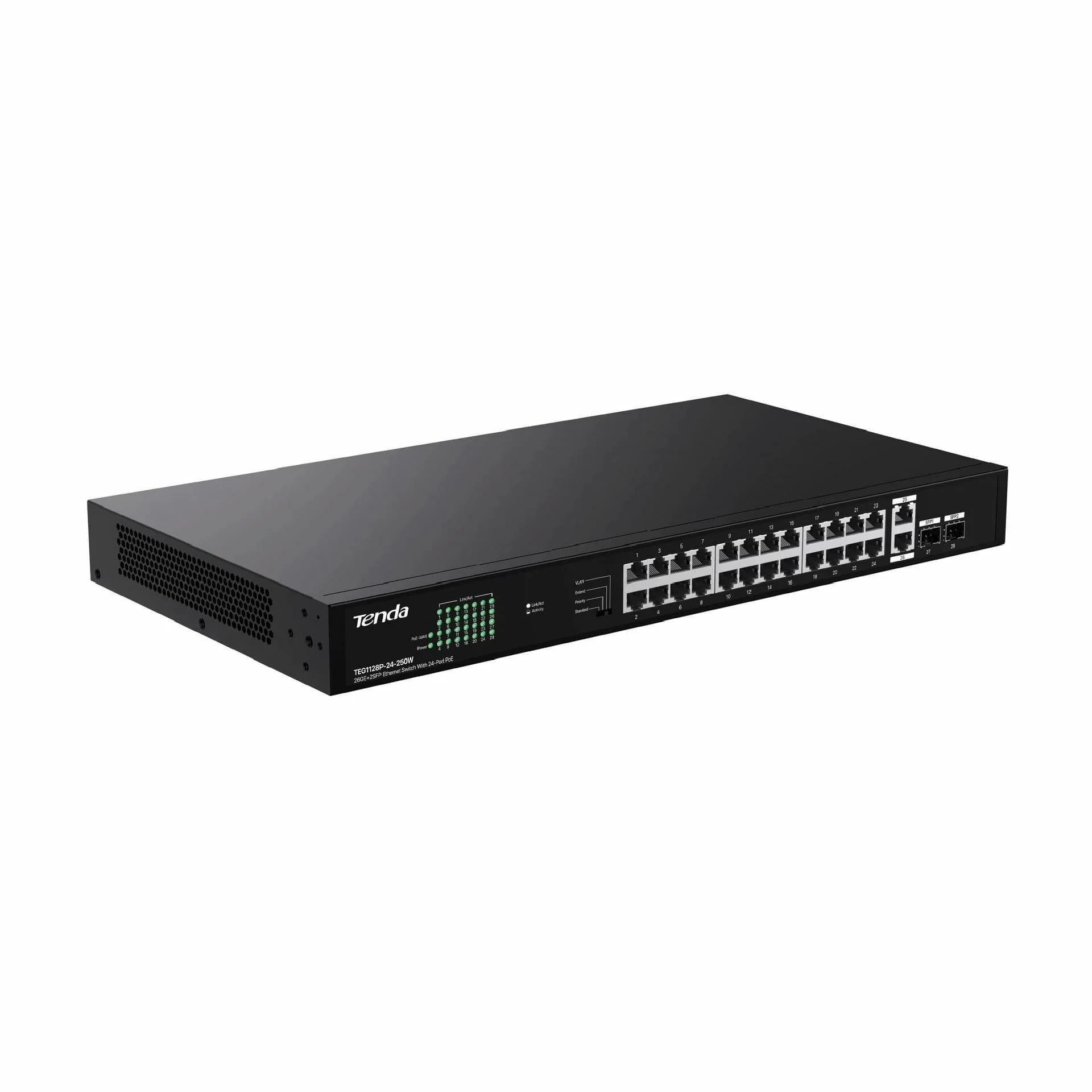 Tenda Tenda stikalo Giga 26-port rack 24x PoE 2xSFP TEG1128P-24-250W Mrežna stikala