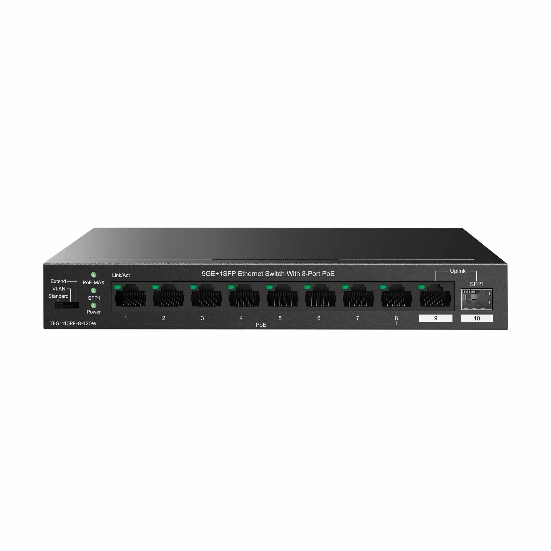 Tenda Tenda stikalo Giga 9-port 8x PoE + SFP kovinsko ohišje TEG1110PF-8-120W Mrežna stikala