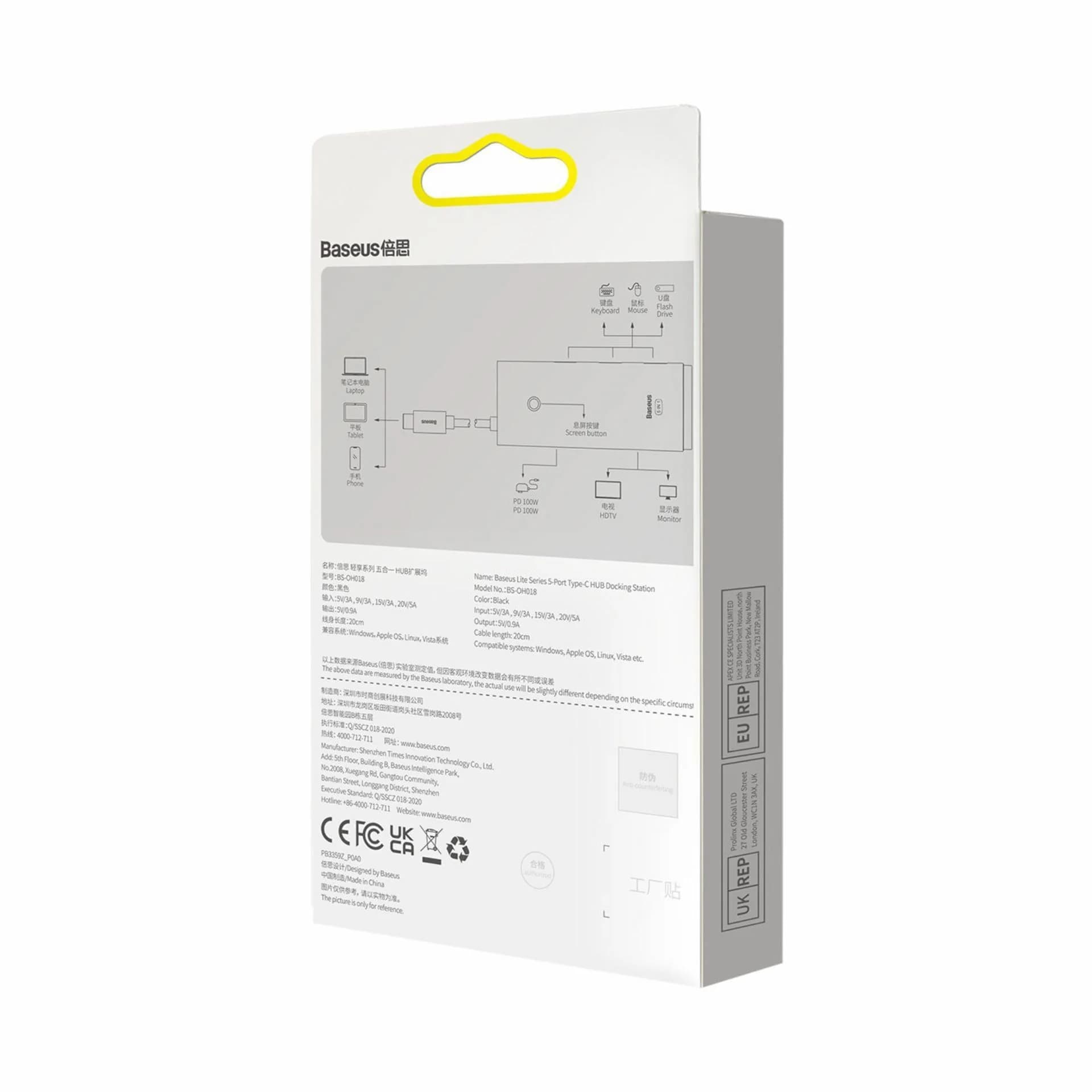 Baseus Baseus priklopna postaja USB 3.1 TipC 5v1 4K črn WKQX040001 Priklopne postaje