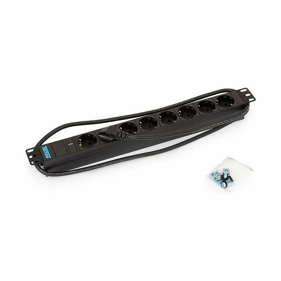 Triton razdelilec rack 8x220V ALU+LED črn