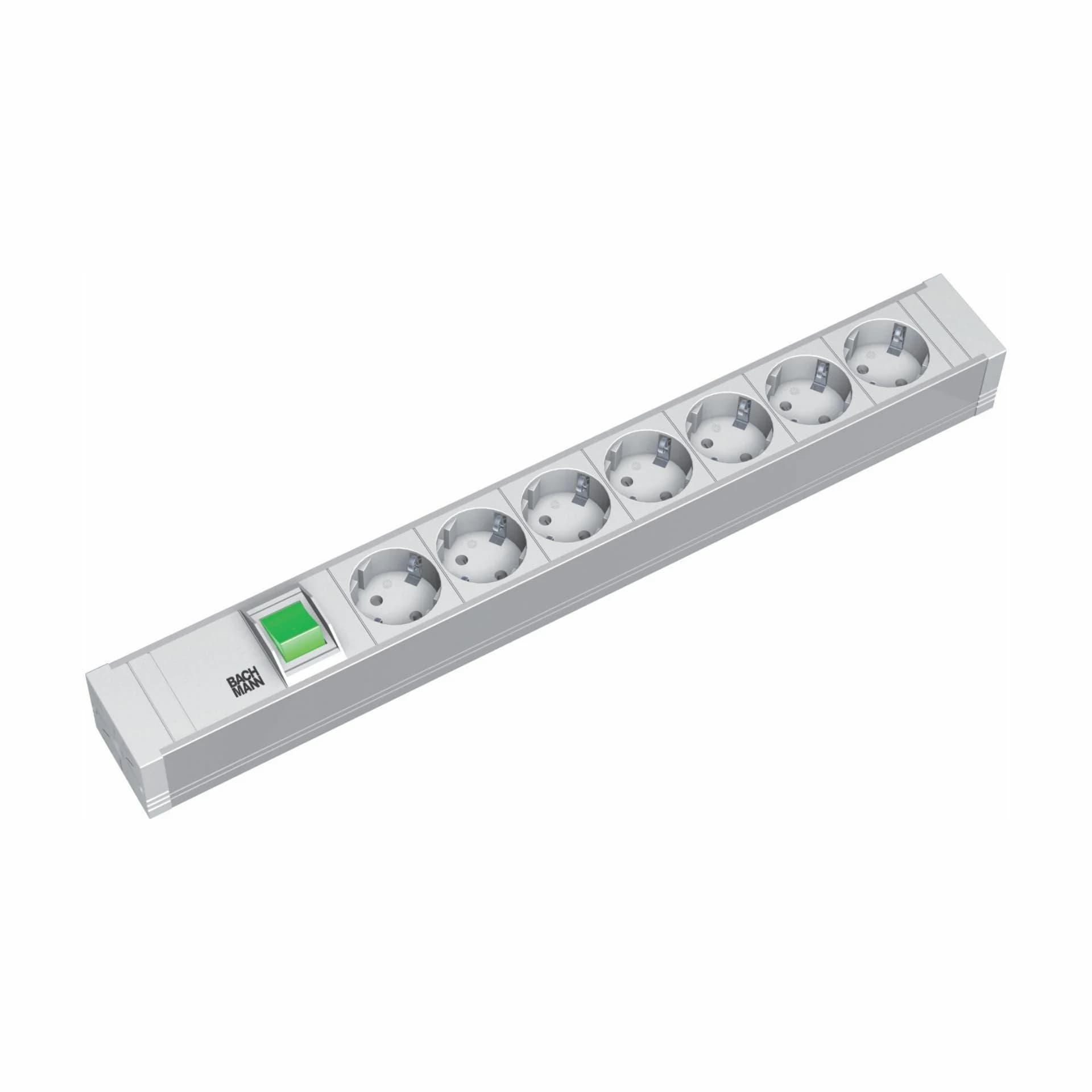 Bachmann razdelilec rack 7x250V PVC siv s stikalom 2m 333.600