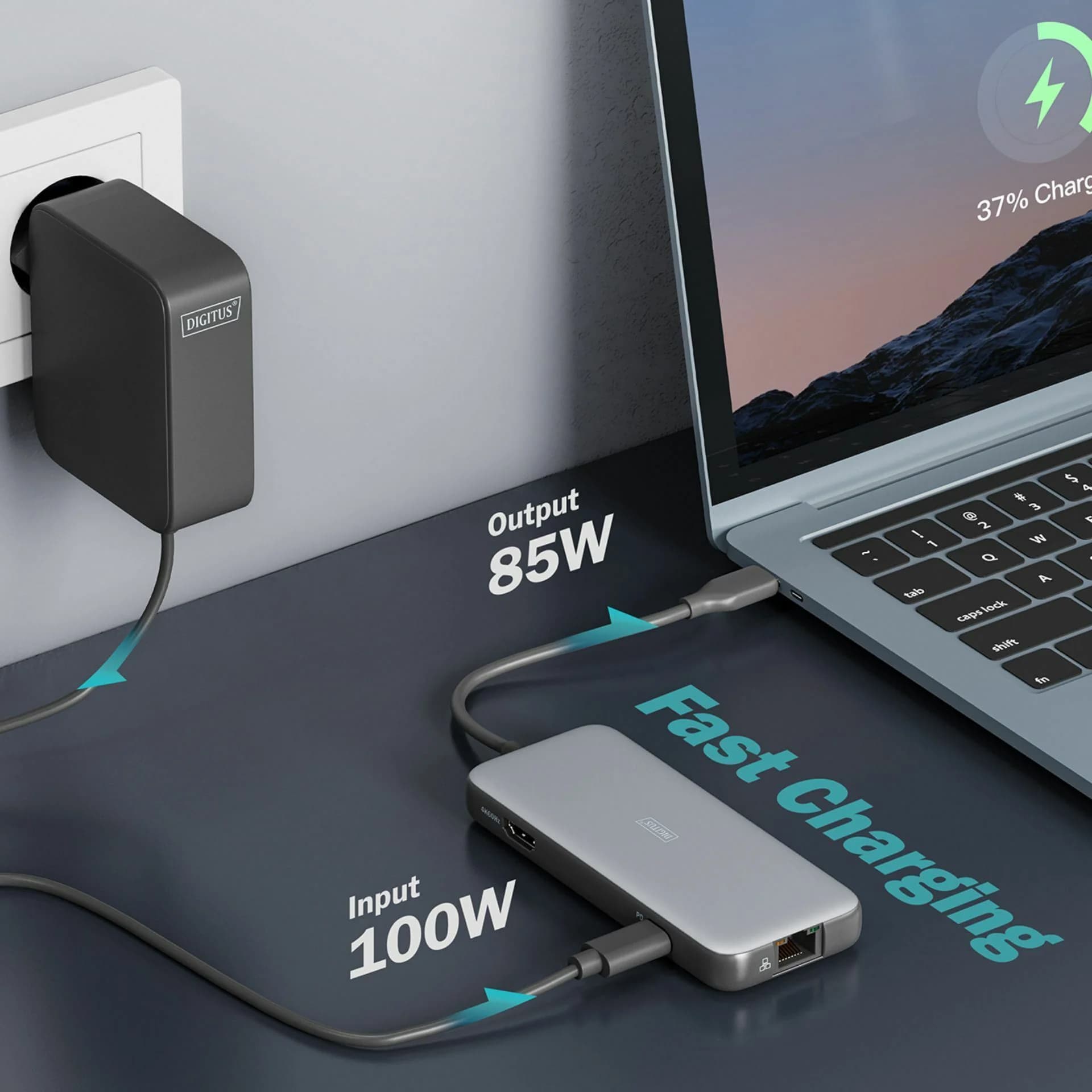 Digitus Digitus priklopna postaja USB 3.2 TipC 7v1 4K črna DA-70914 Priklopne postaje