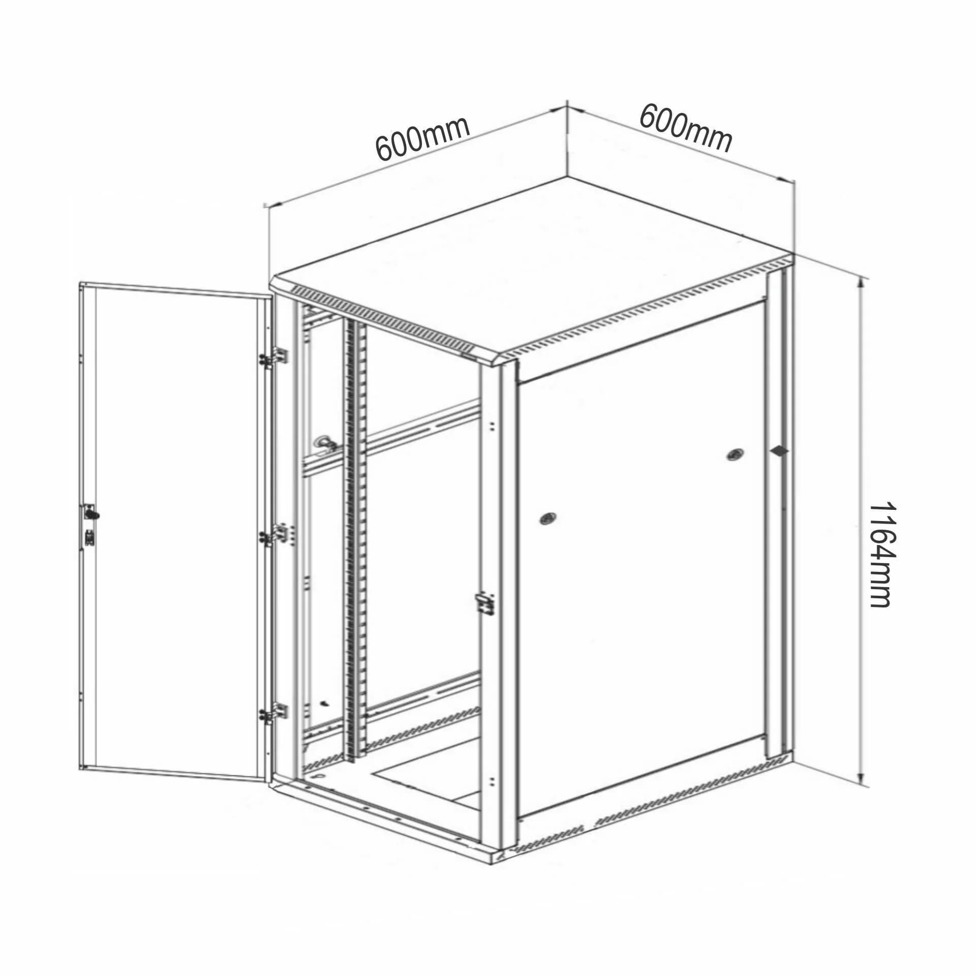 Digitus Digitus kabinet 22U 1155 600x600 črn sestavljen DN-19 22U-6/6-B-1 Samostoječi