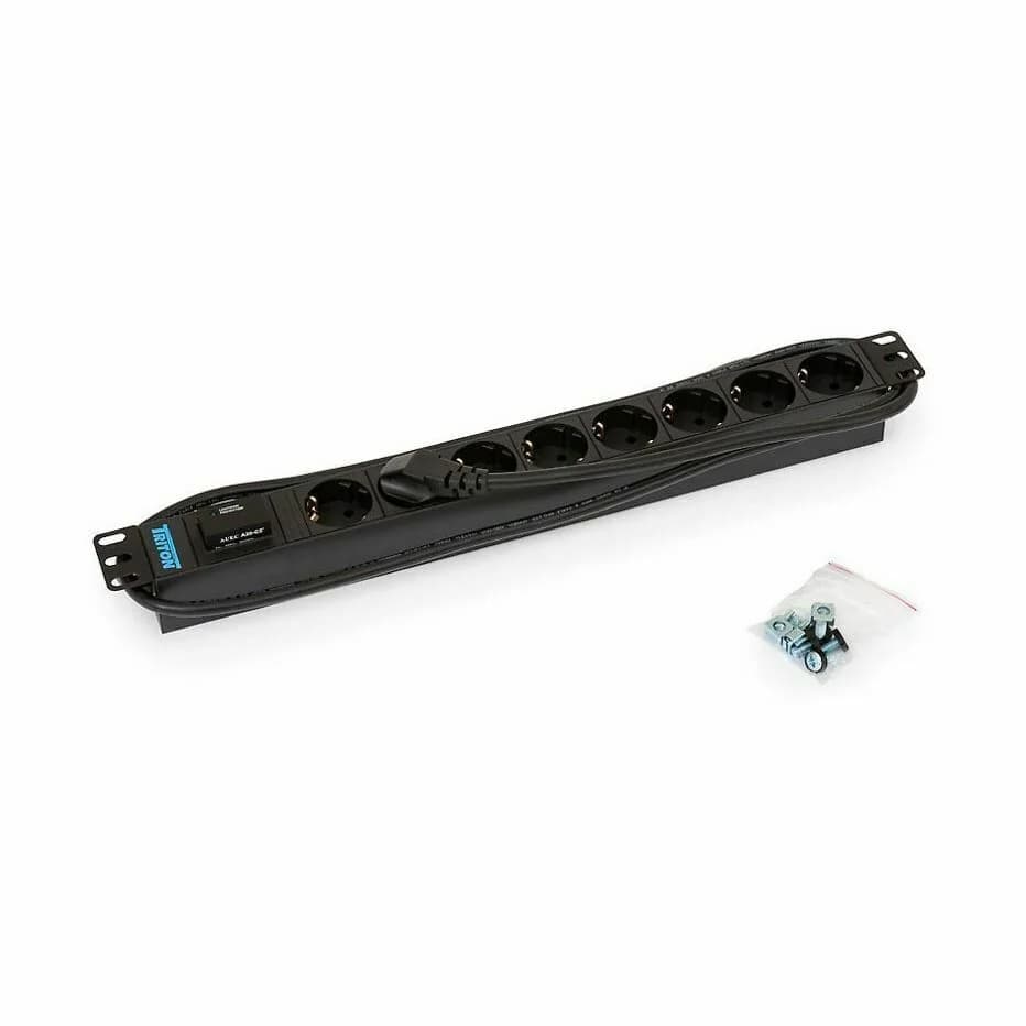 Triton razdelilec rack 8x220V ALU+prena. zaščita črna