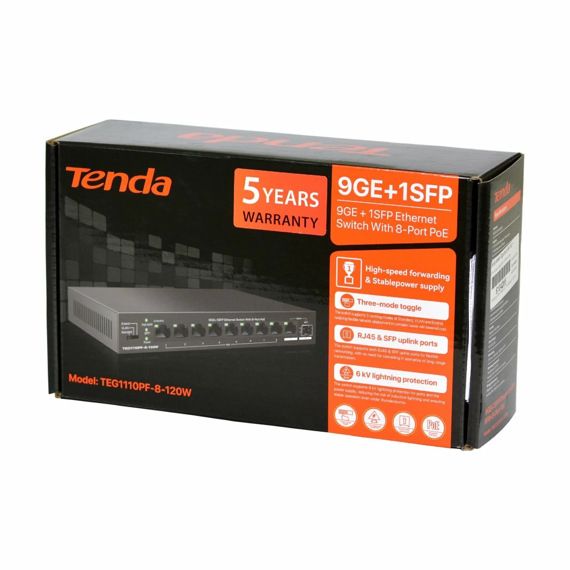 Tenda Tenda stikalo Giga 9-port 8x PoE + SFP kovinsko ohišje TEG1110PF-8-120W Mrežna stikala