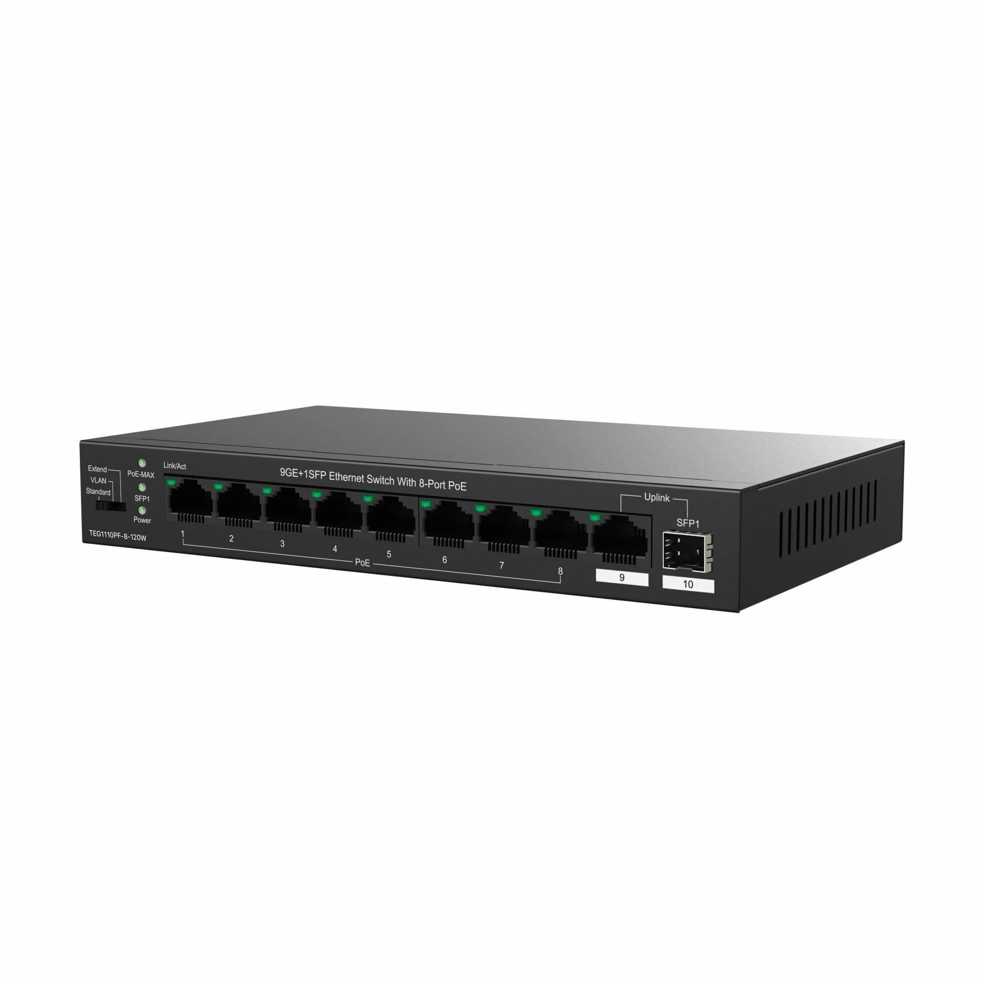 Tenda stikalo Giga 9-port 8x PoE + SFP kovinsko ohišje TEG1110PF-8-120W