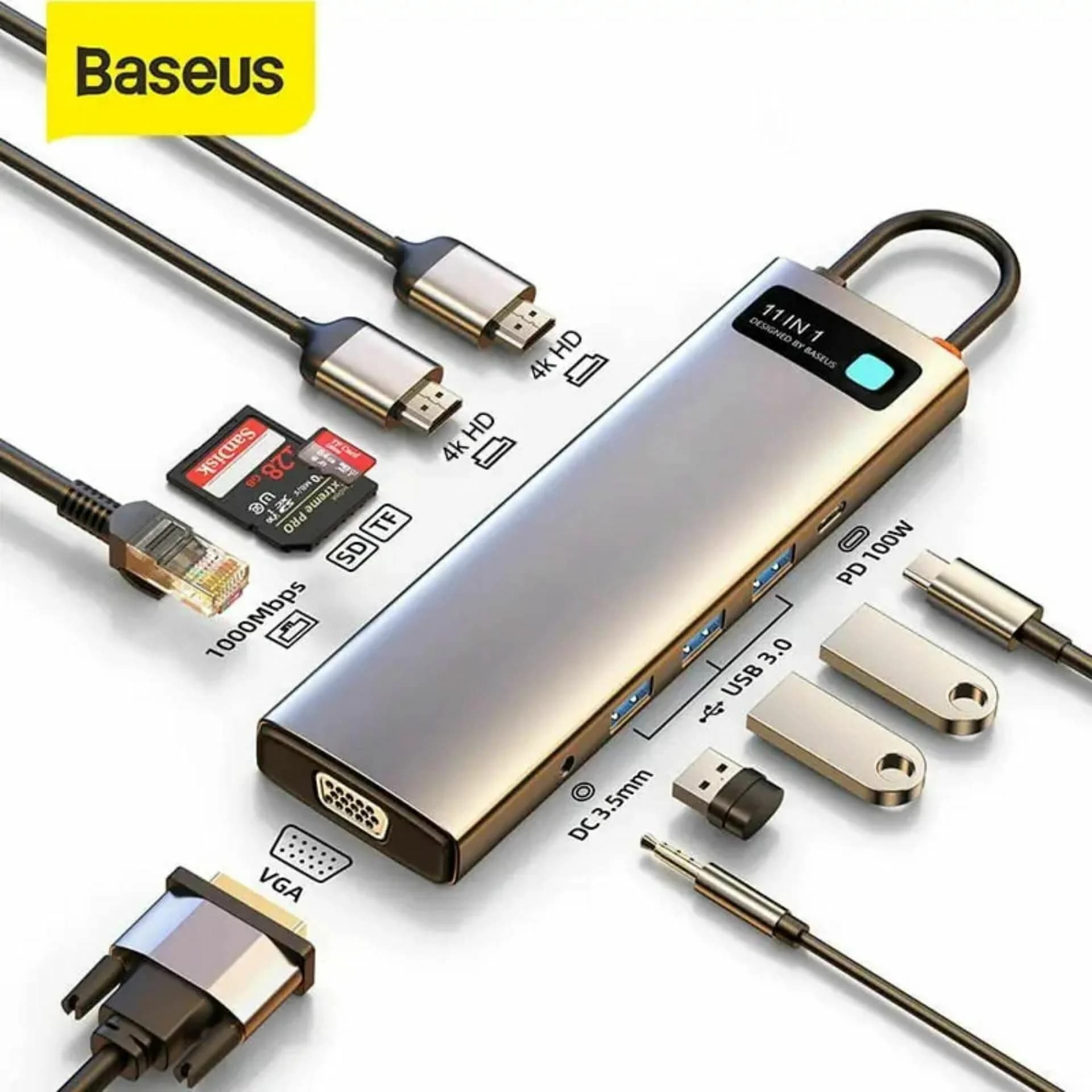 Baseus Baseus priklopna postaja USB 3.0 TipC 11v1 siva CAHUB-CT0G Priklopne postaje