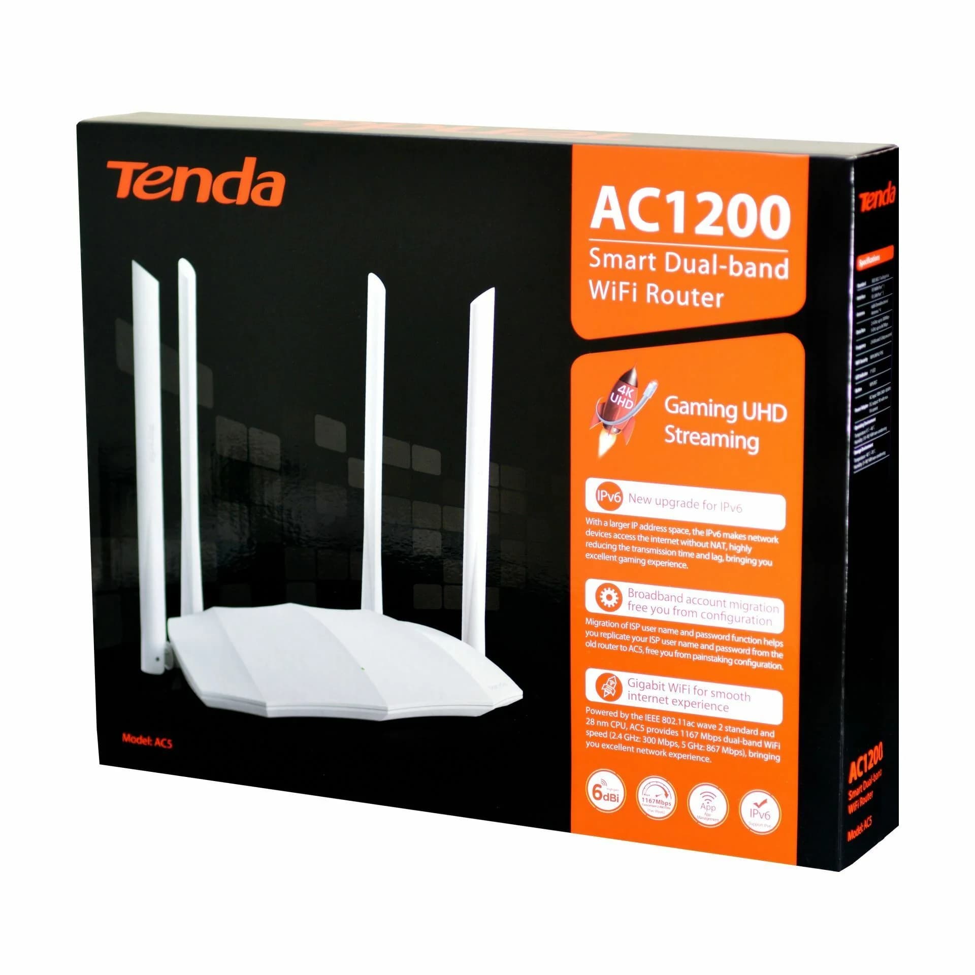 Tenda Tenda usmerjevalnik WiFi  AC 1200Mb Dual-Band bel AC5V3 Usmerjevalniki