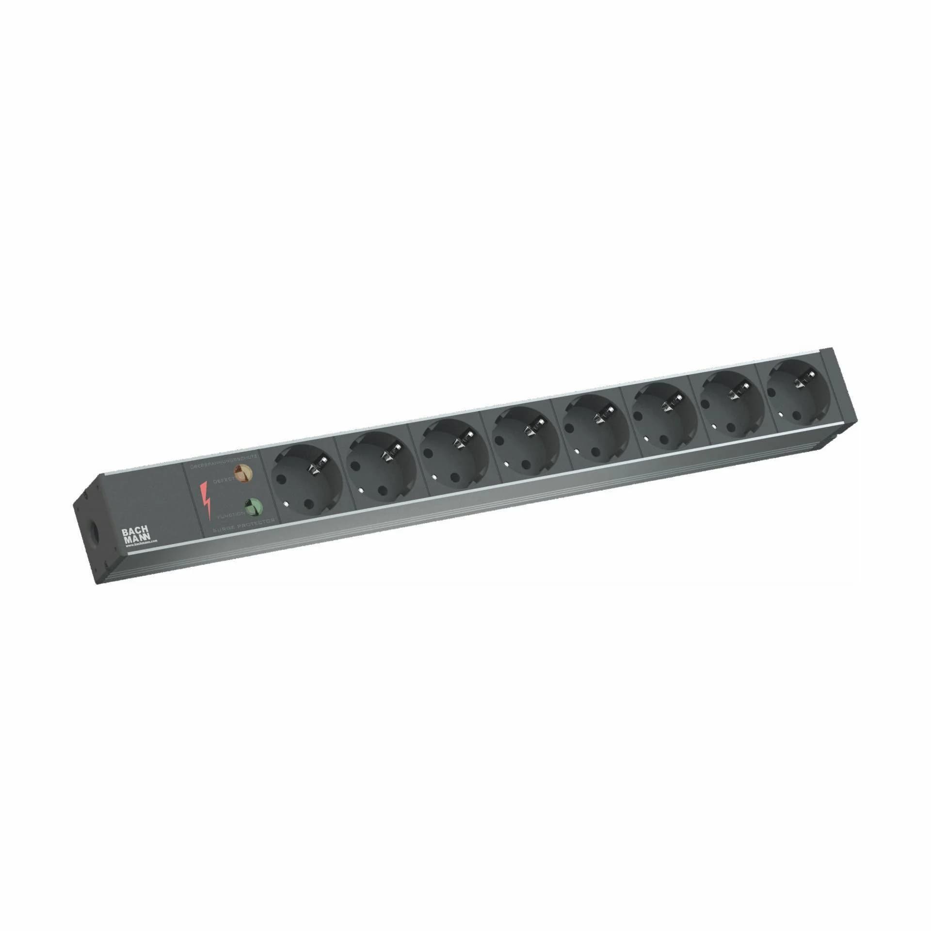 Bachmann razdelilec rack 8x250V ALU črn prenapetostna zaščita 2m 333.534
