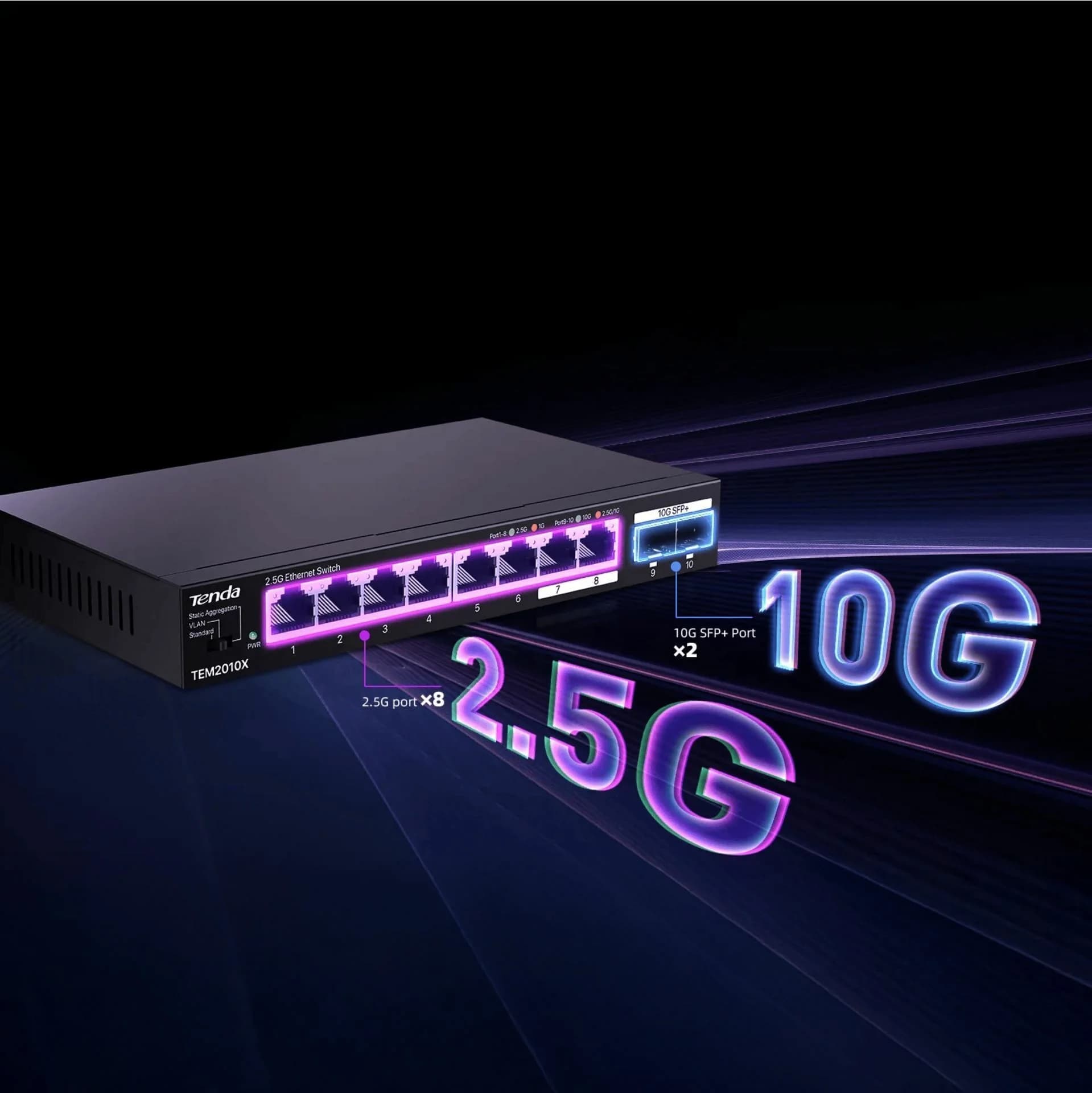 Tenda Tenda stikalo 2,5 Giga 8-port 2x SFP+ TEM2010X Mrežna stikala