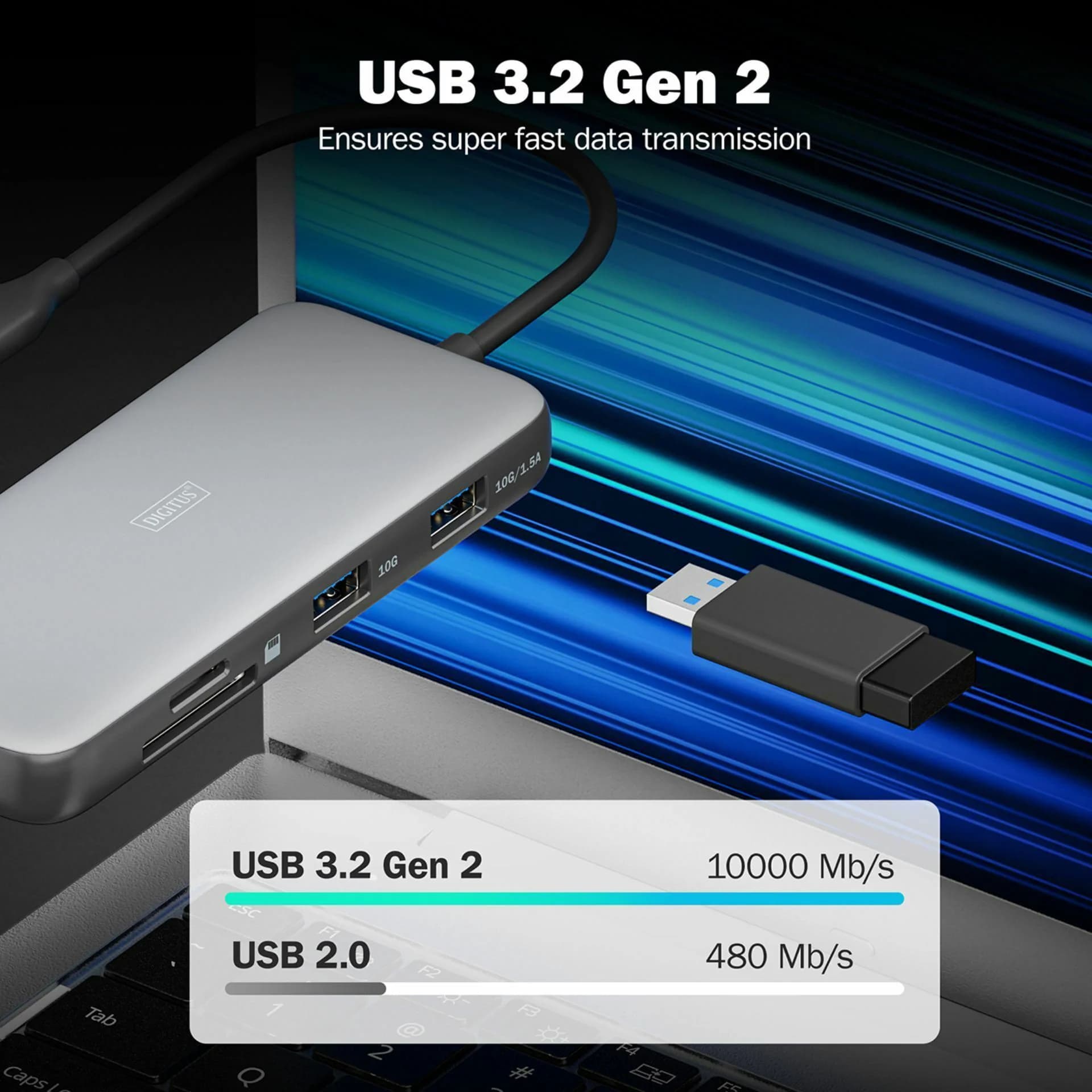 Digitus Digitus priklopna postaja USB 3.2 TipC 7v1 4K črna DA-70914 Priklopne postaje
