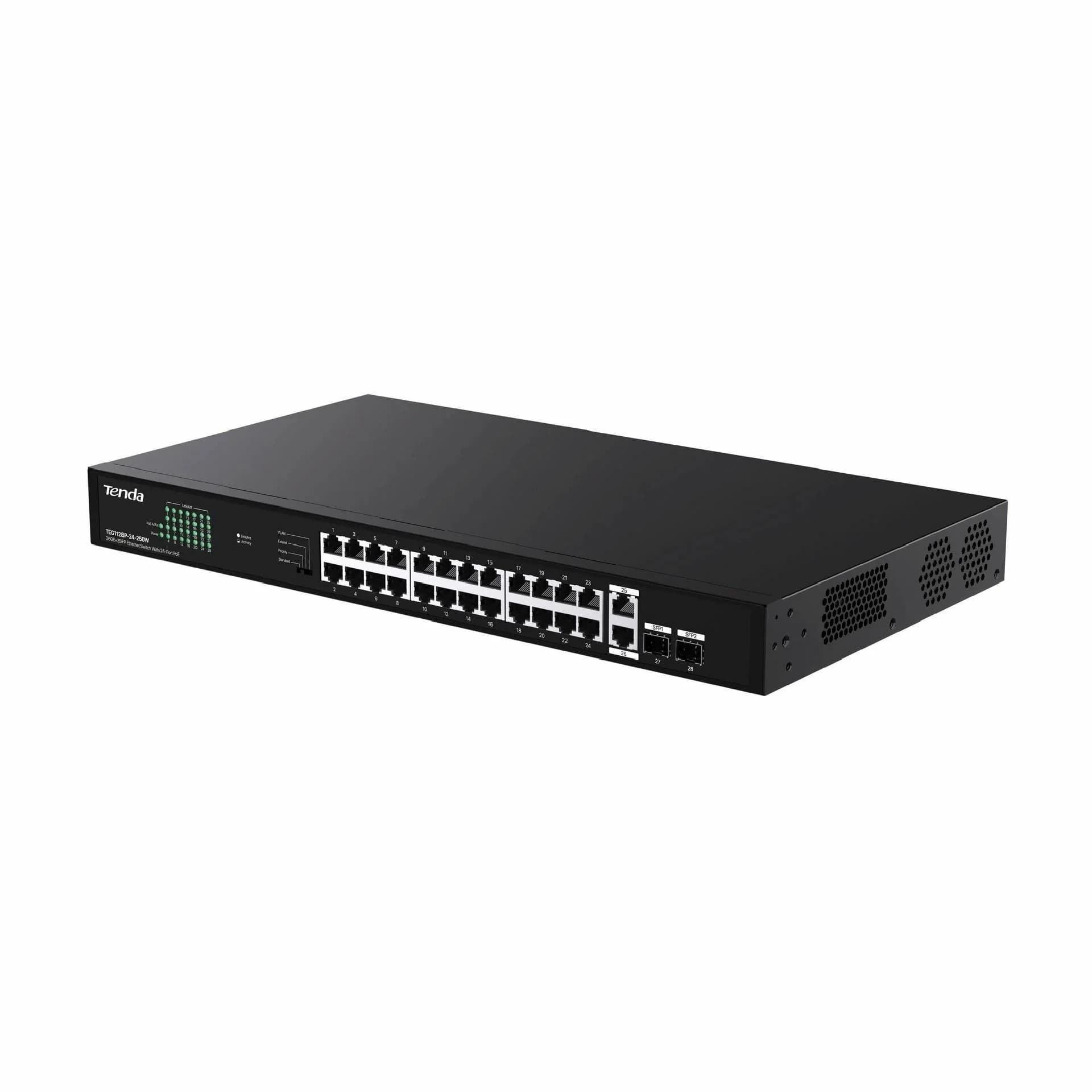 Tenda Tenda stikalo Giga 26-port rack 24x PoE 2xSFP TEG1128P-24-250W Mrežna stikala