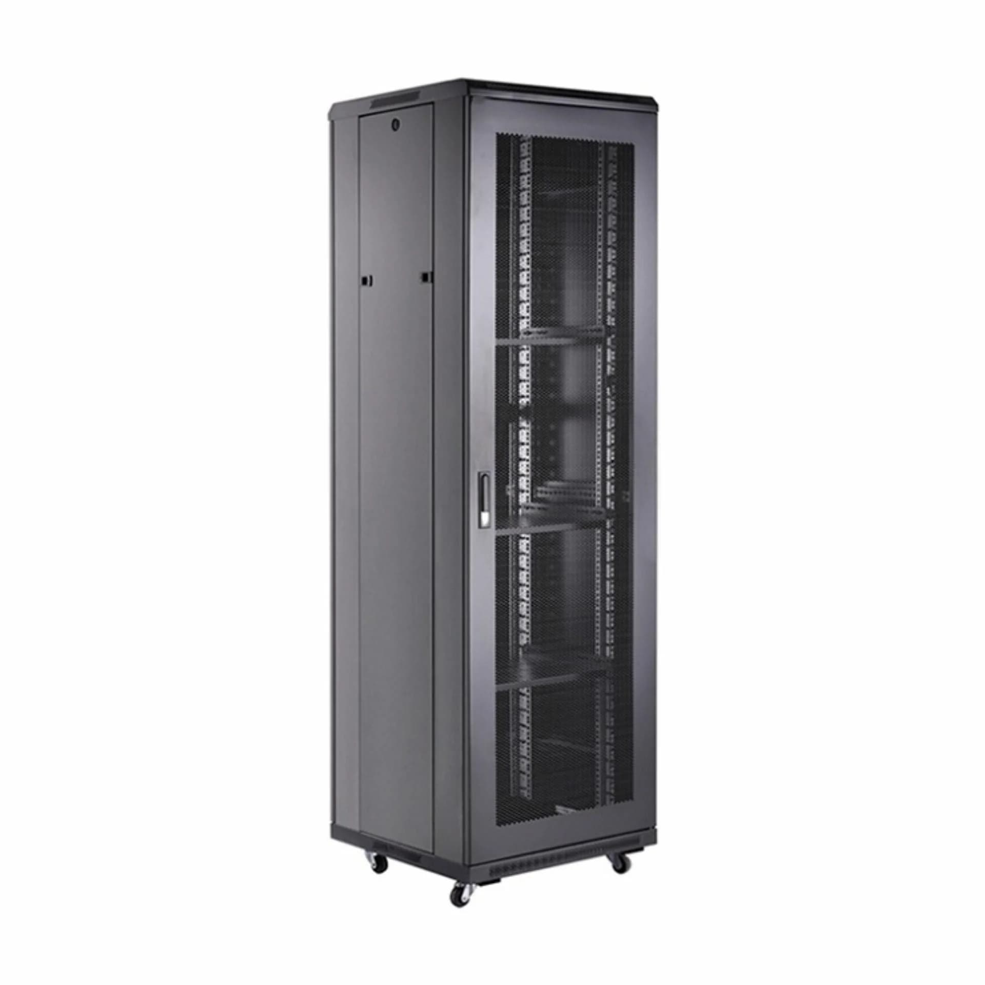 Datech DATECH kabinet 42U 2055 600x600 črn perf. vrata sp./zd.+polica DT3.6642.9001 Samostoječi