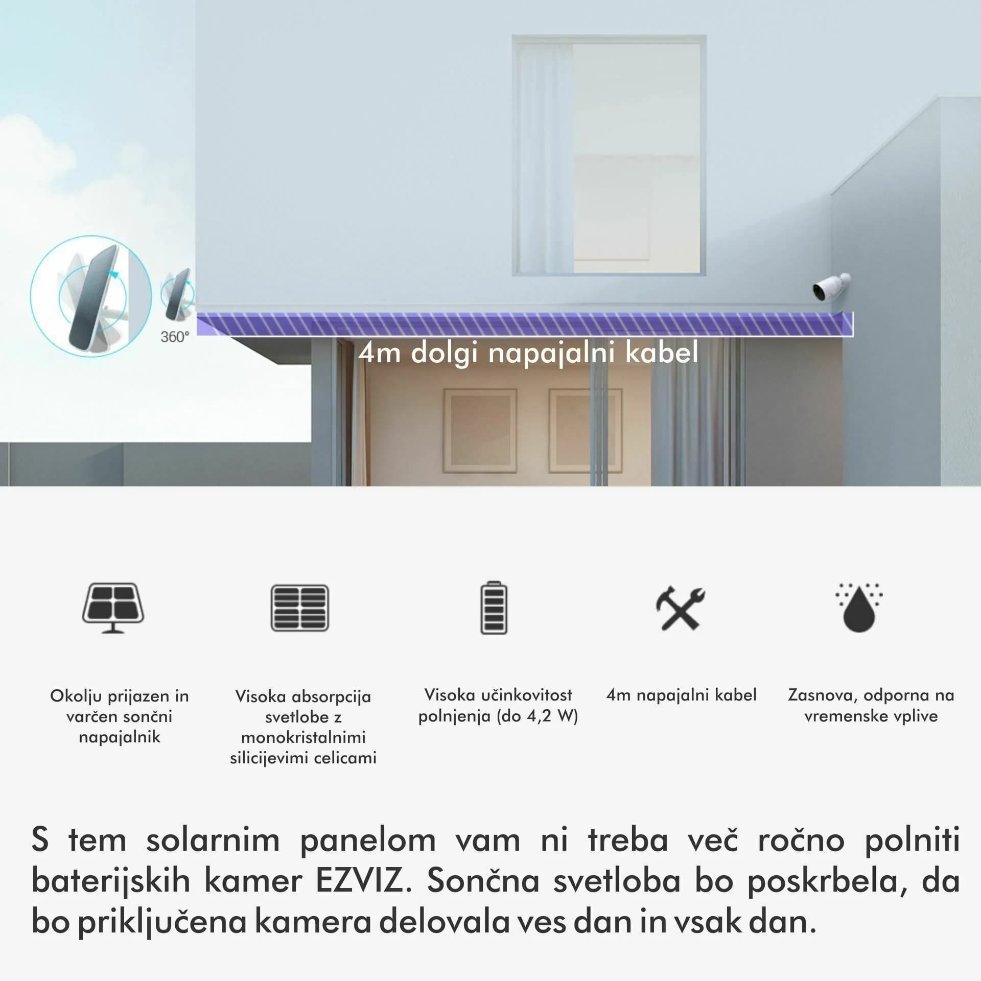 EZVIZ EZVIZ kamera 8.0MP brezžična BC1C + solarni panel  CS-BC1C/SP (4K) Kamere