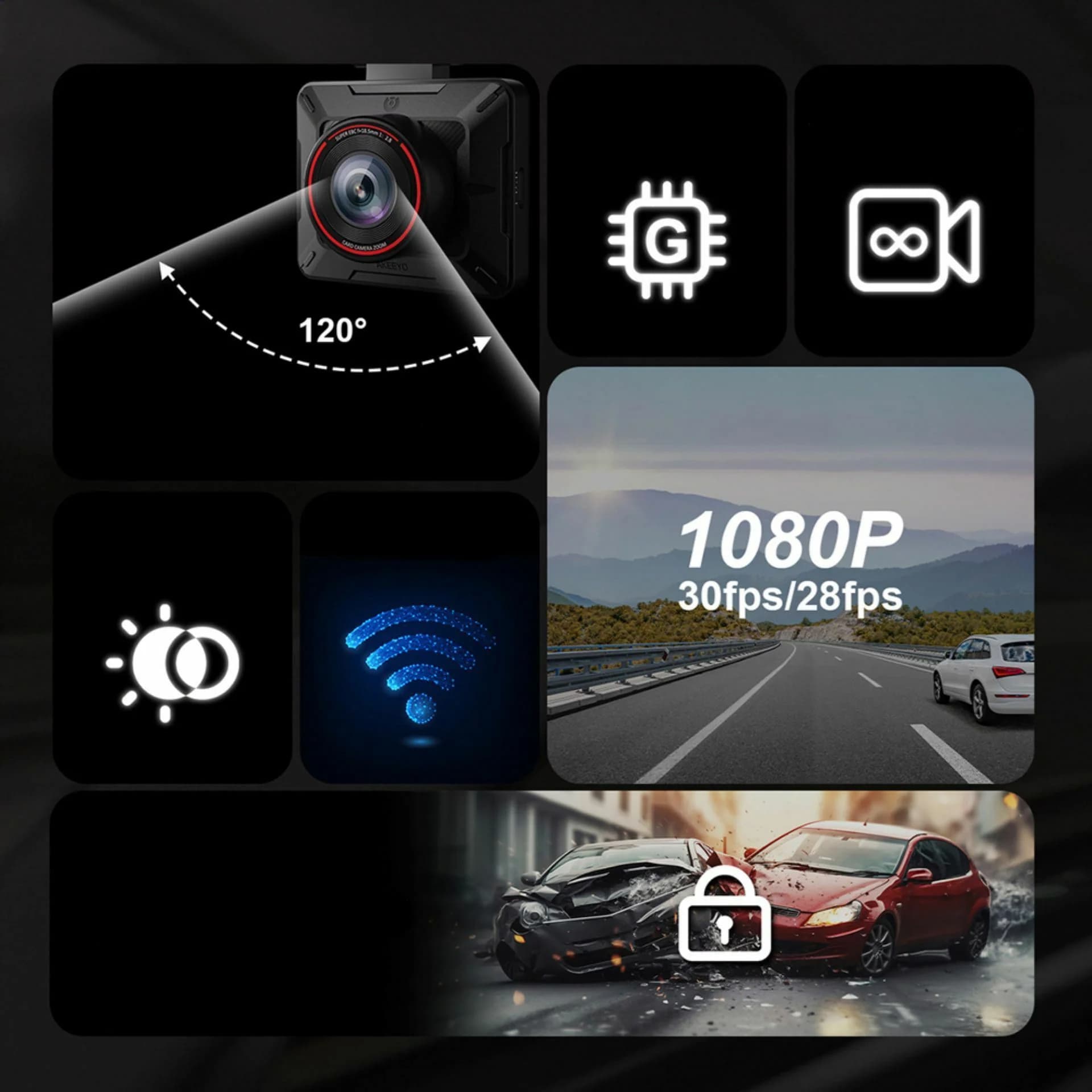 AKEEYO AKEEYO avtomobilska kamera WiFi FullHD 30fps P1 Kamere