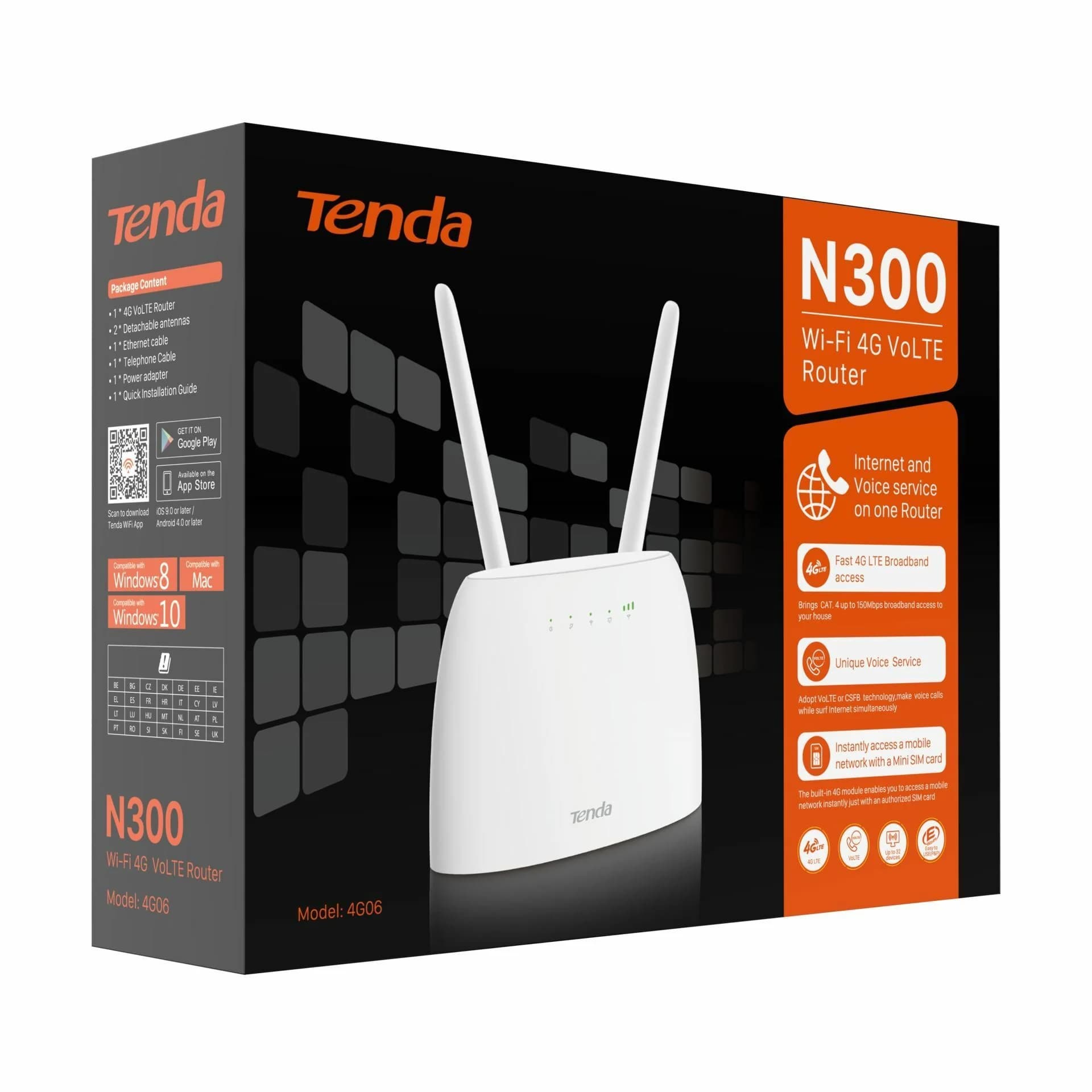 Tenda Tenda usmerjevalnik WiFi 4G LTE 300Mb VoLTE 4G06 Usmerjevalniki