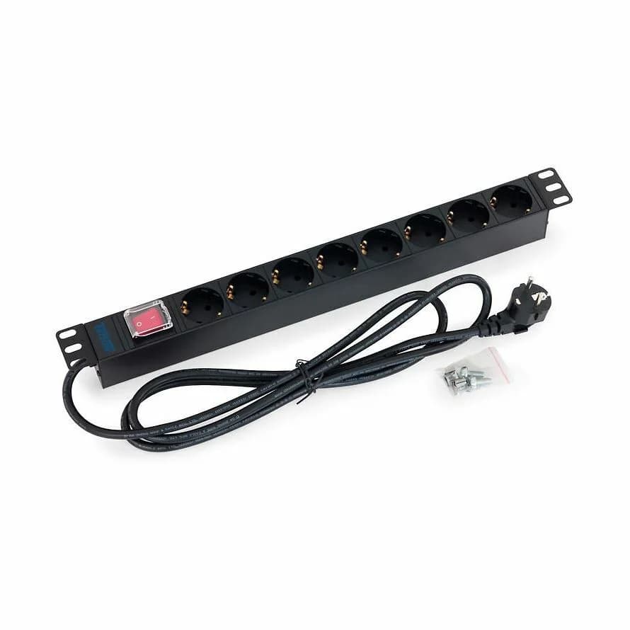 Triton razdelilec rack 8x230V ALU + stikalo črn