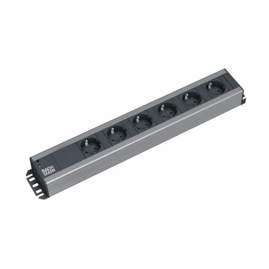 Bachmann razdelilec rack 6x250V PVC 90° 2m črno/siv 300.000