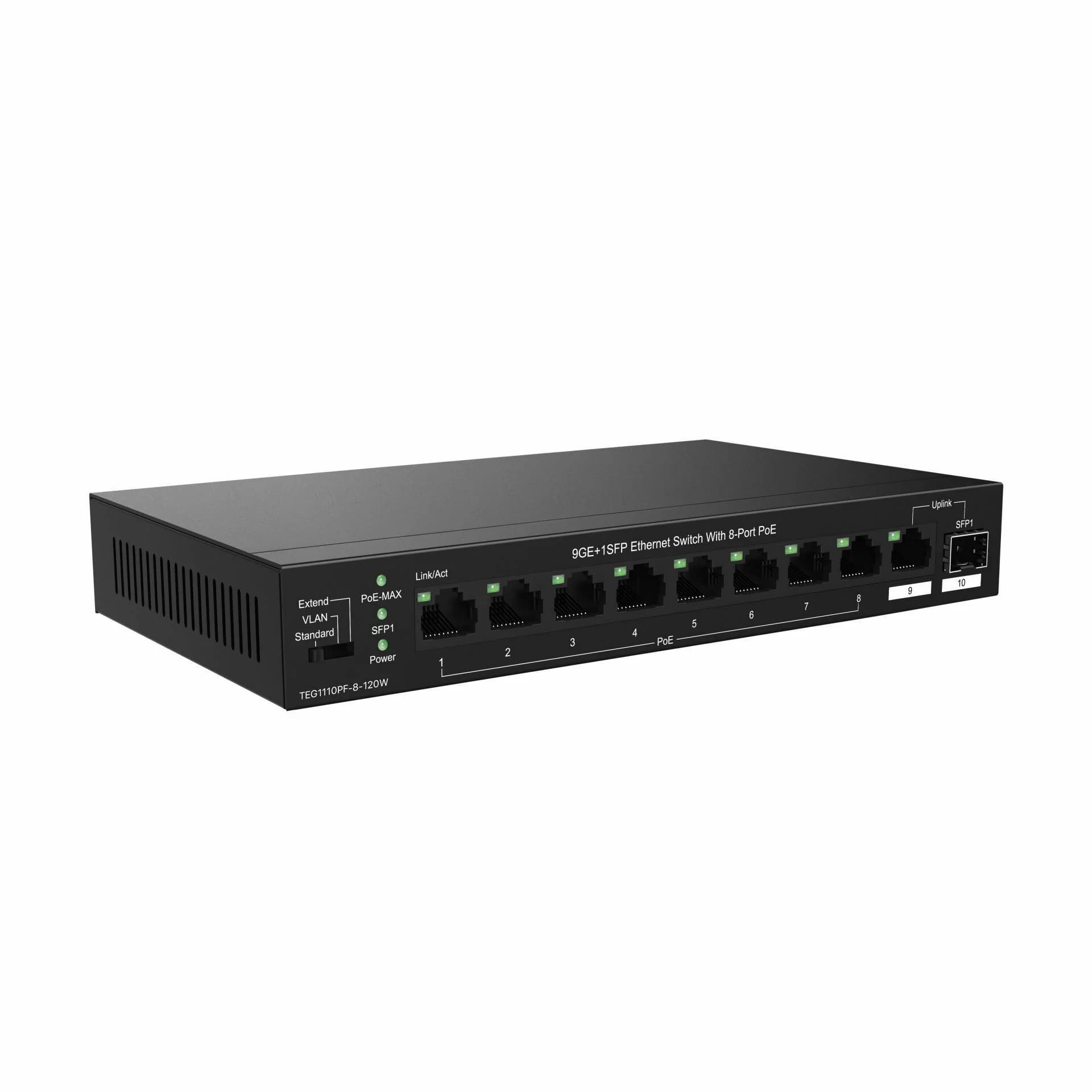 Tenda Tenda stikalo Giga 9-port 8x PoE + SFP kovinsko ohišje TEG1110PF-8-120W Mrežna stikala
