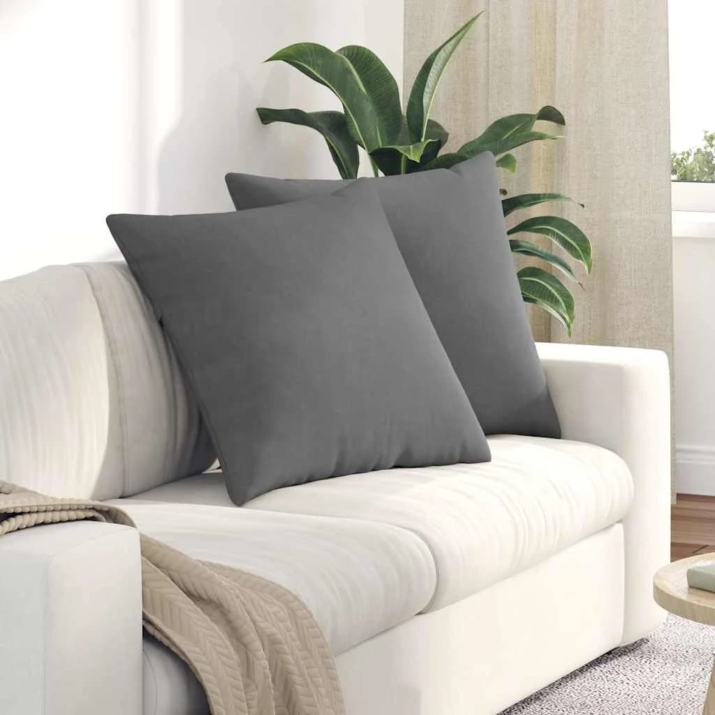Blazine za kavč 2 pcs Temno siva 80 x 80 cm blago - slika 1
