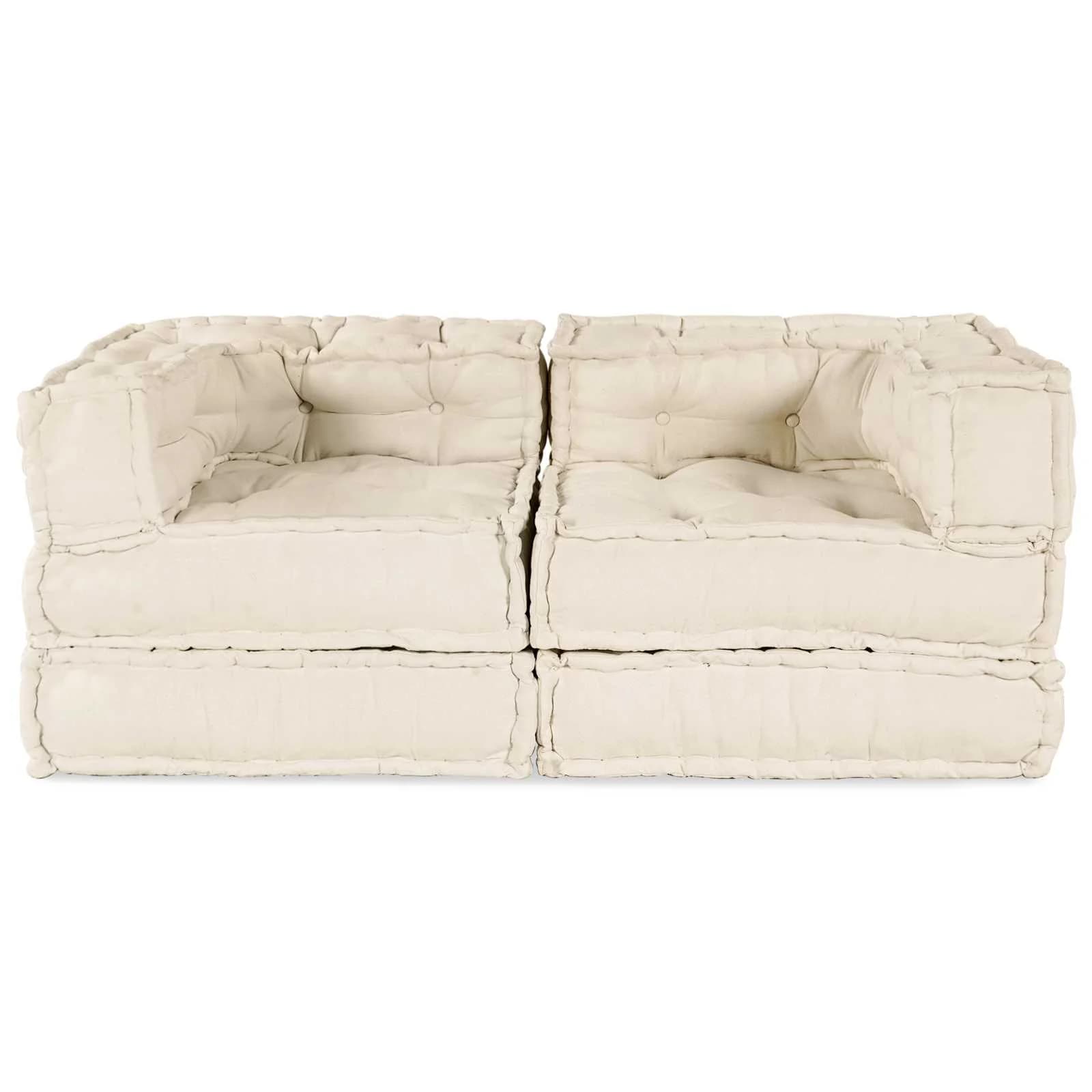 Modularna sedežna enota 2 kos Blago Krem 140 x 70 x 56 cm - slika 1