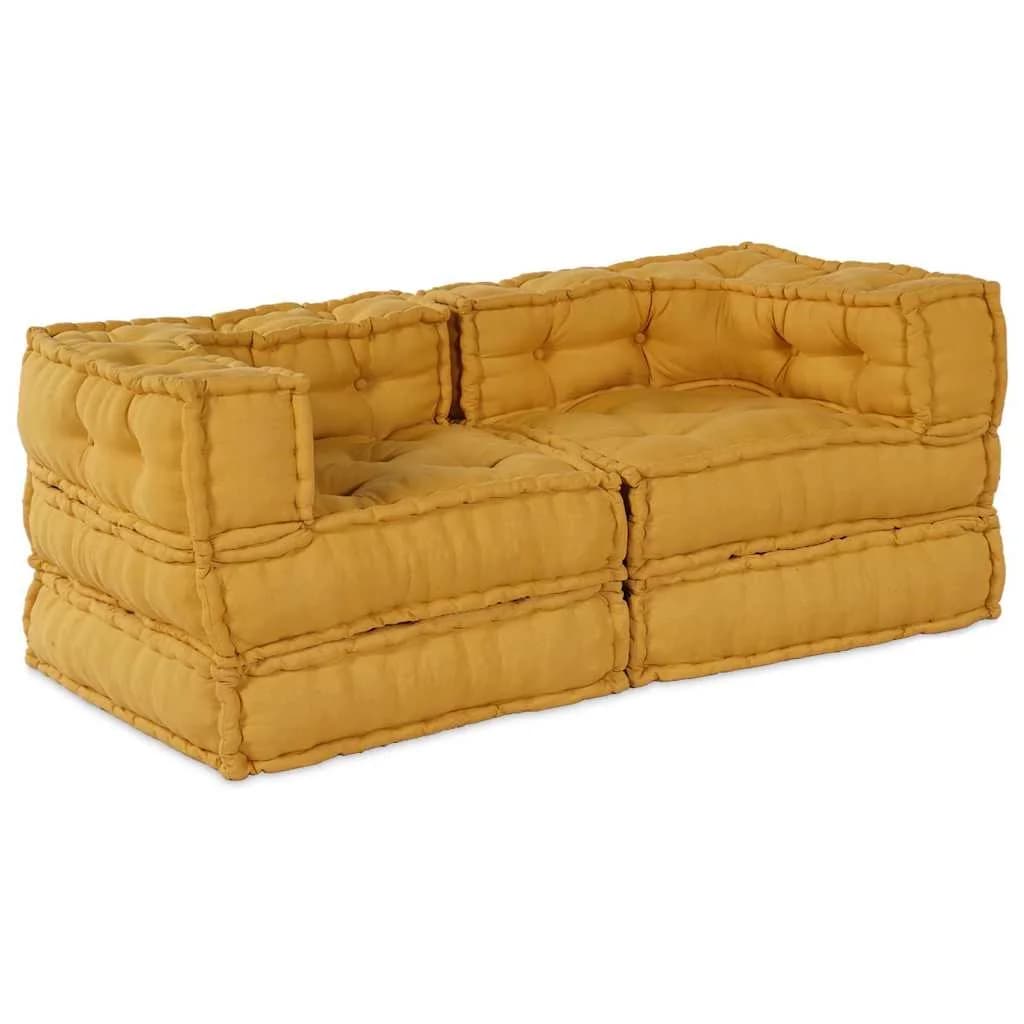 Modularna sedežna enota 2 kos Blago Rumena 140 x 70 x 56 cm - slika 1