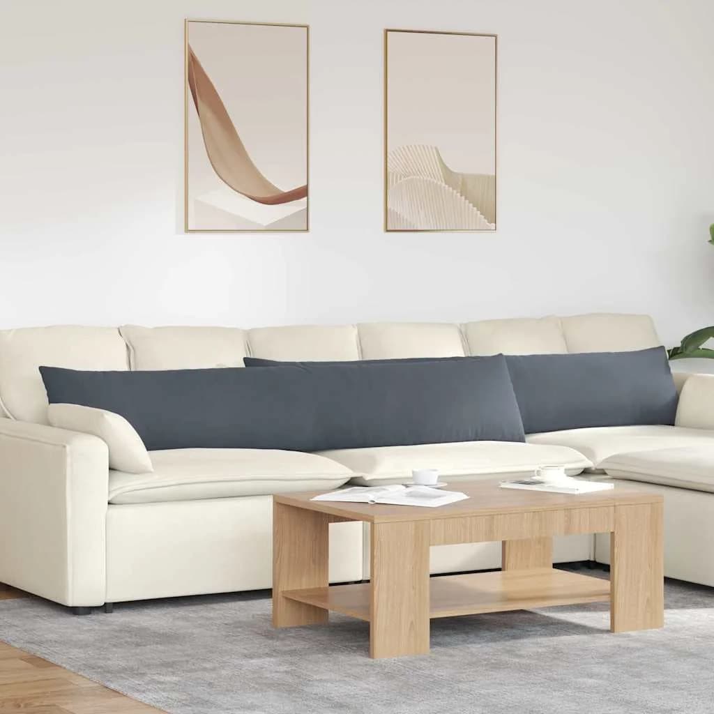 Blazine za kavč 2 pcs Temno siva 200 x 40 cm Žametna tkanina - slika 1