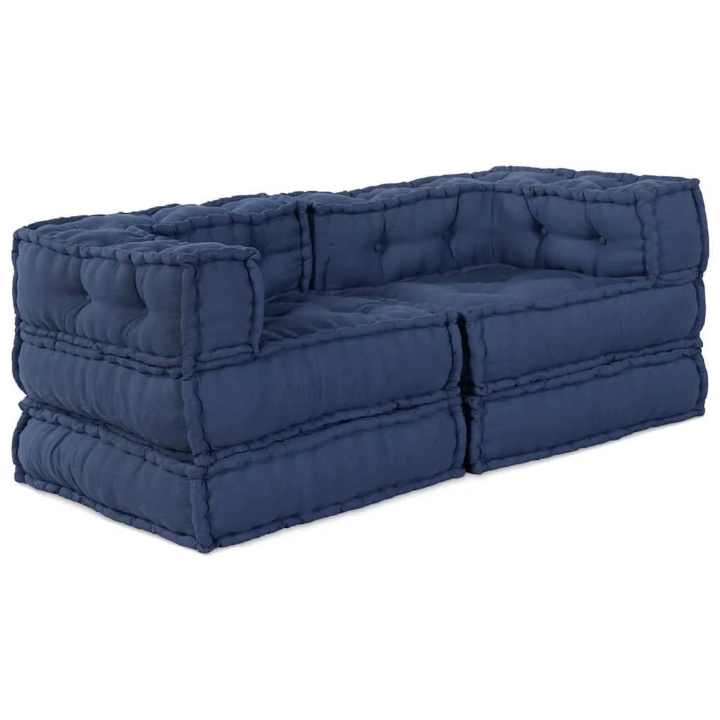 Modularna sedežna enota 2 kos Blago Indigo 140 x 70 x 56 cm - slika 1
