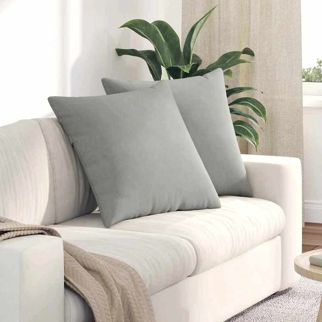 Blazine za kavč 2 pcs Svetlo siva 80 x 80 cm blago - slika 1